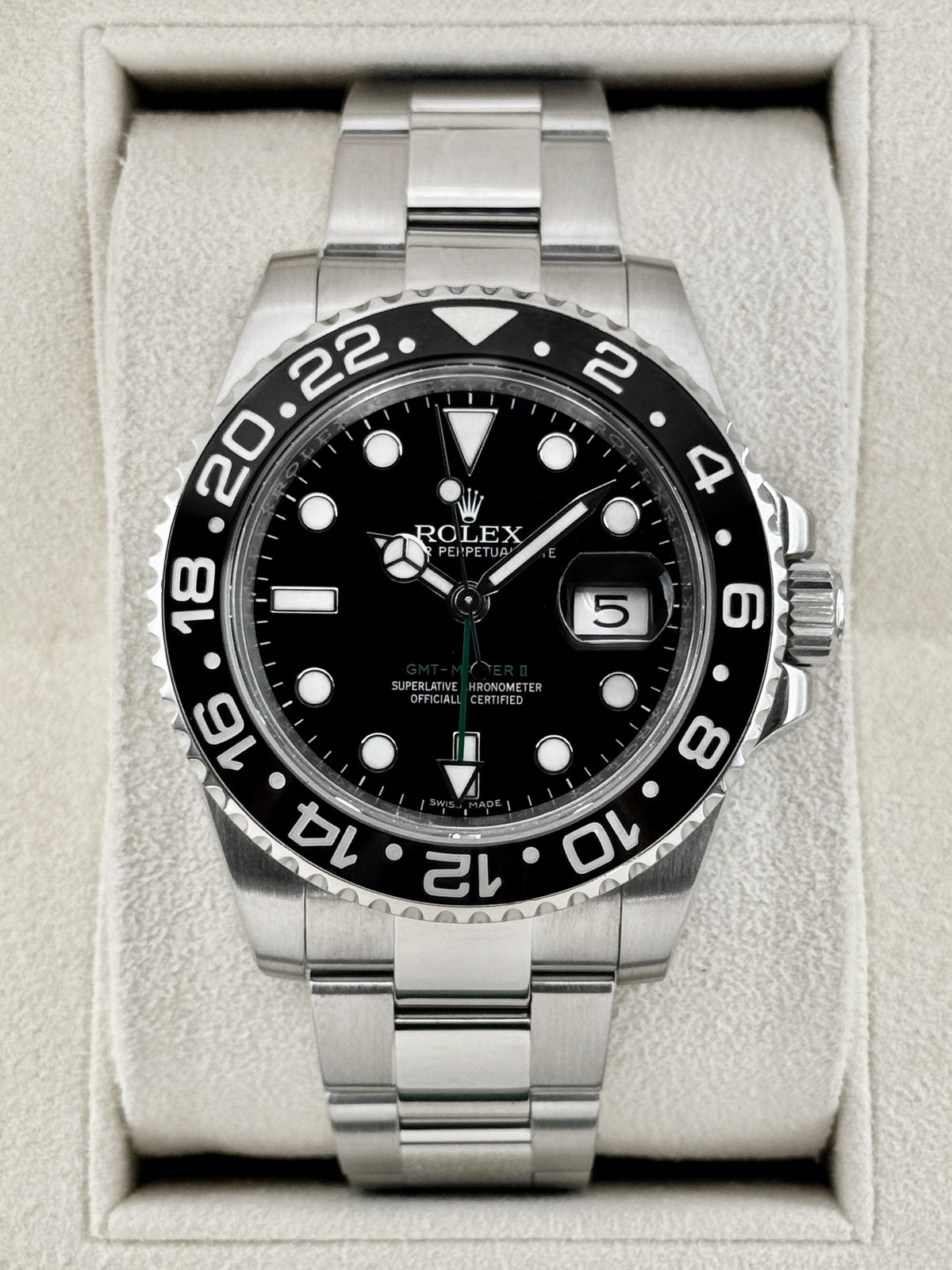 2016 est. Rolex GMT-Master II 40mm 116710LN Stainless Steel Black Dial