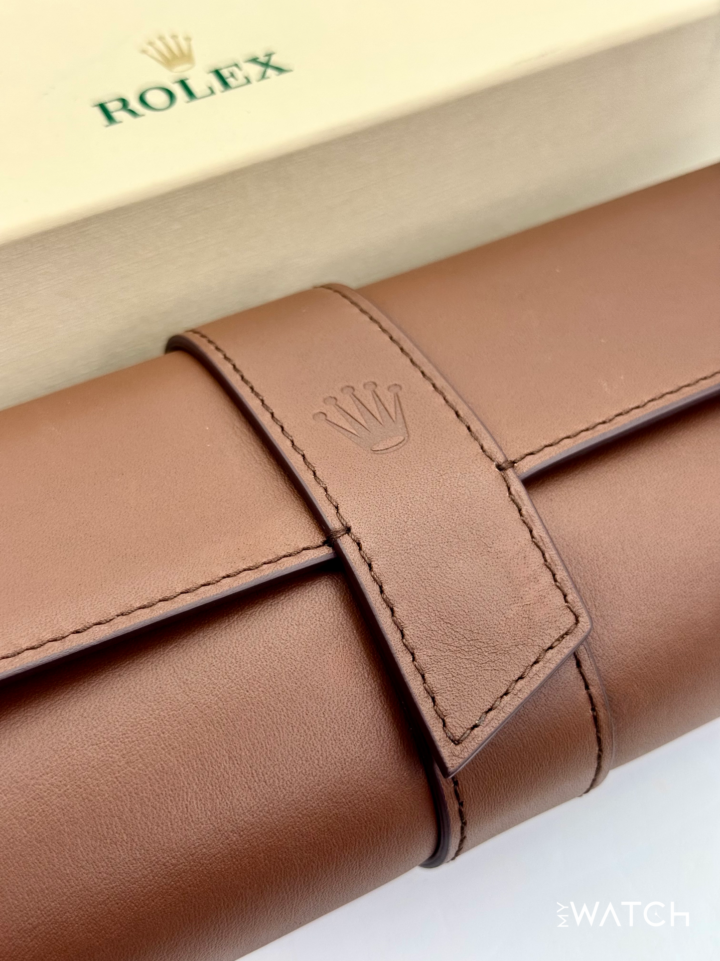 Rolex Leather Three Watch Roll Travel Case
