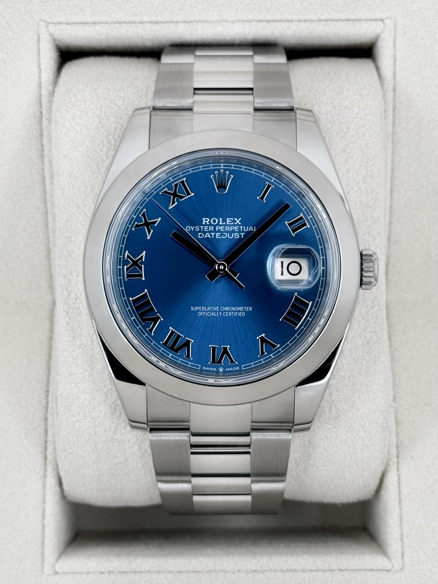 2023 Rolex Datejust 41mm 126300 Stainless Steel Oyster Blue Roman Numeral Dial