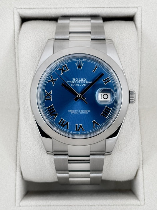 2023 Rolex Datejust 41mm 126300 Stainless Steel Oyster Blue Roman Numeral Dial