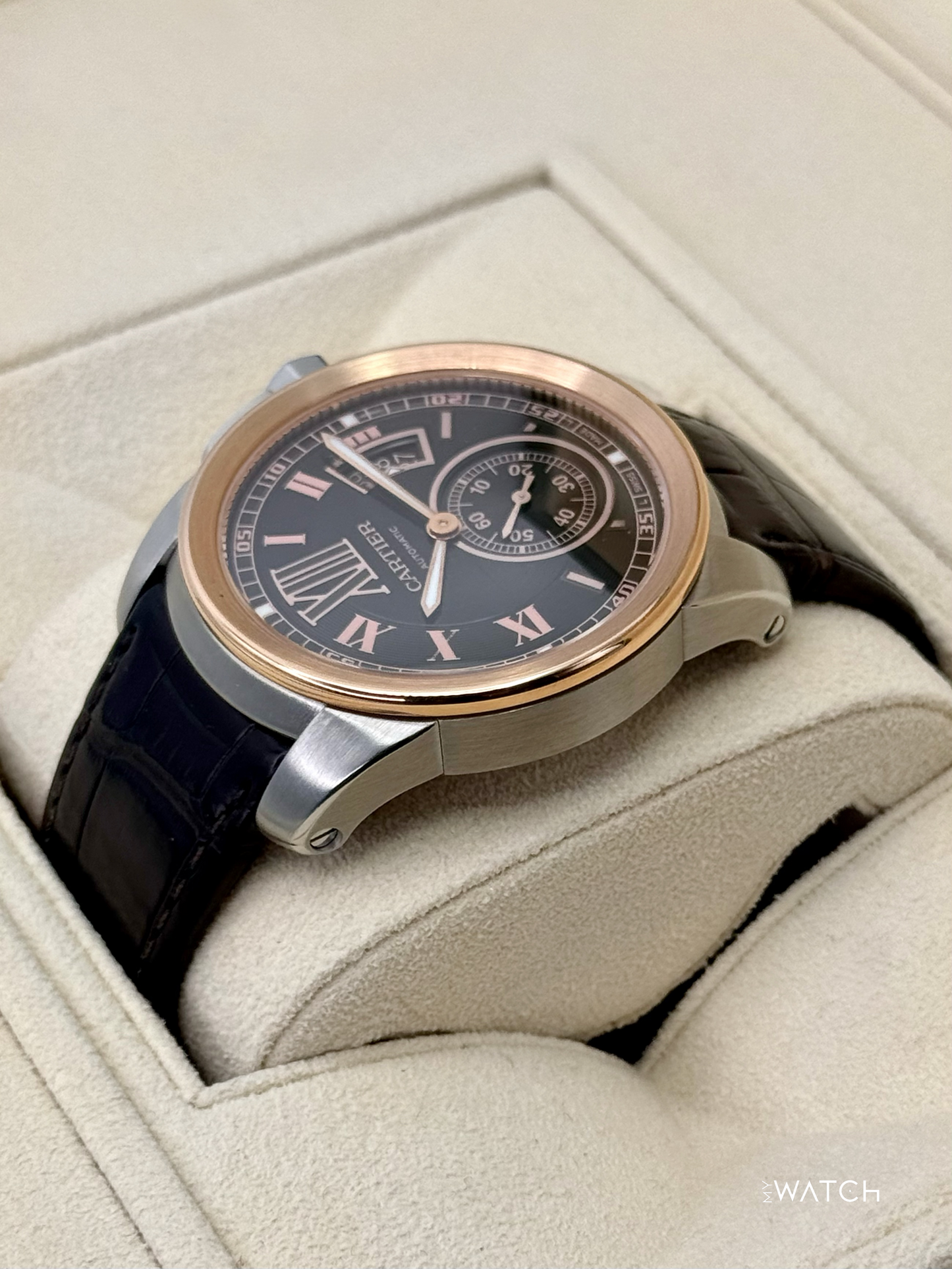 2012 Cartier Calibre De Cartier 42mm W7100051 Two-Tone Brown Dial - MyWatchLLC