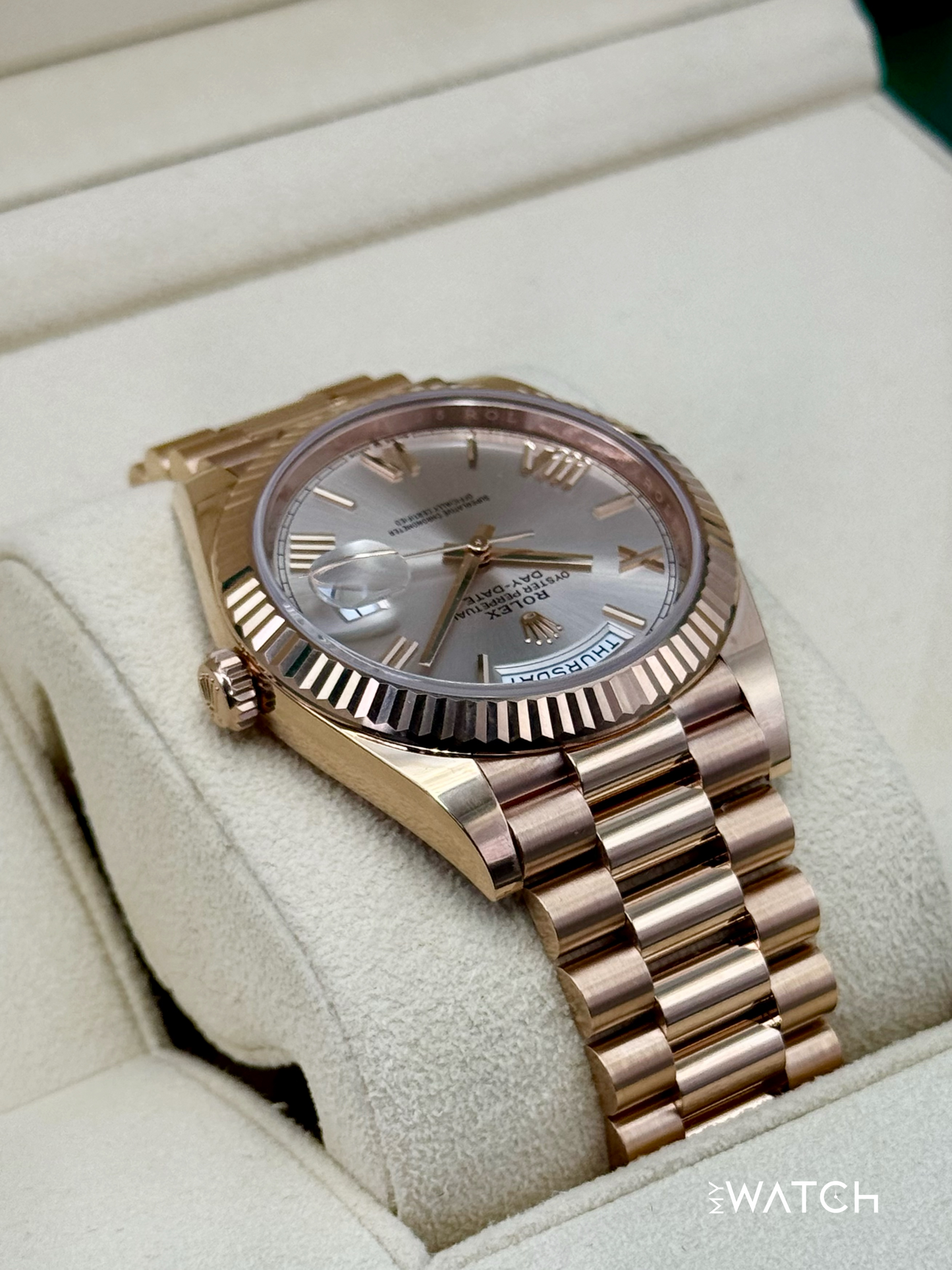 2023 Rolex Day-Date 40mm 228235 Presidential Rose Gold Sundust Dial