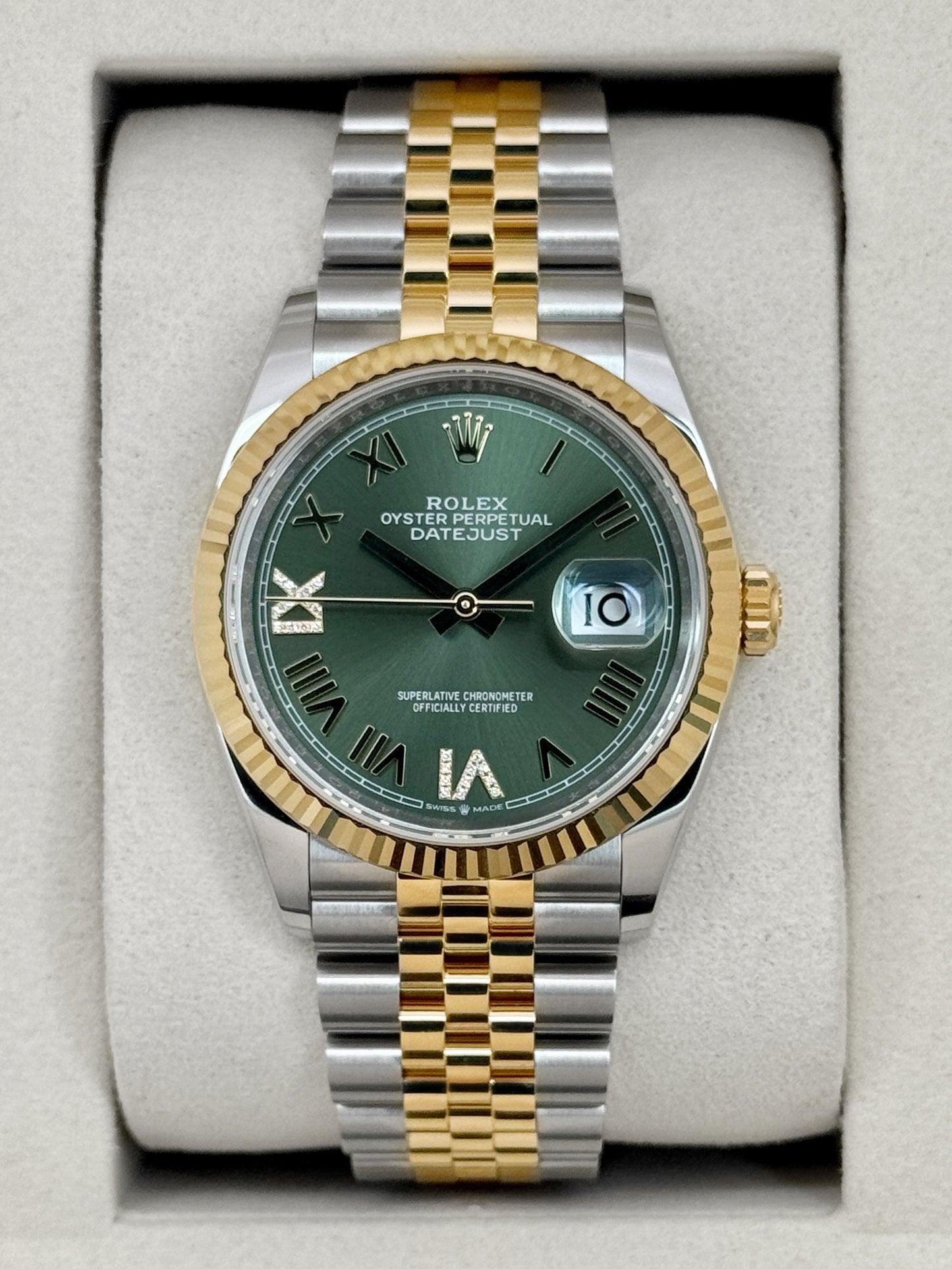 NEW 2026 Rolex Datejust 36mm 126233 Two-Tone Jubilee Green Diamond Dial