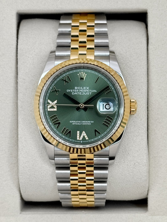 NEW 2026 Rolex Datejust 36mm 126233 Two-Tone Jubilee Green Diamond Dial
