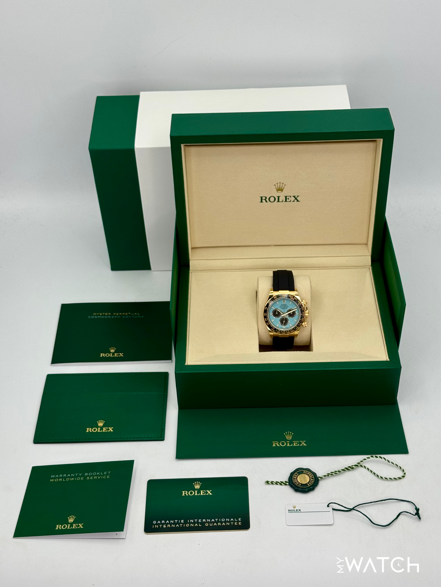 NEW 2025 Rolex Daytona 40mm 126518LN Yellow Gold Oysterflex Turquoise Dial