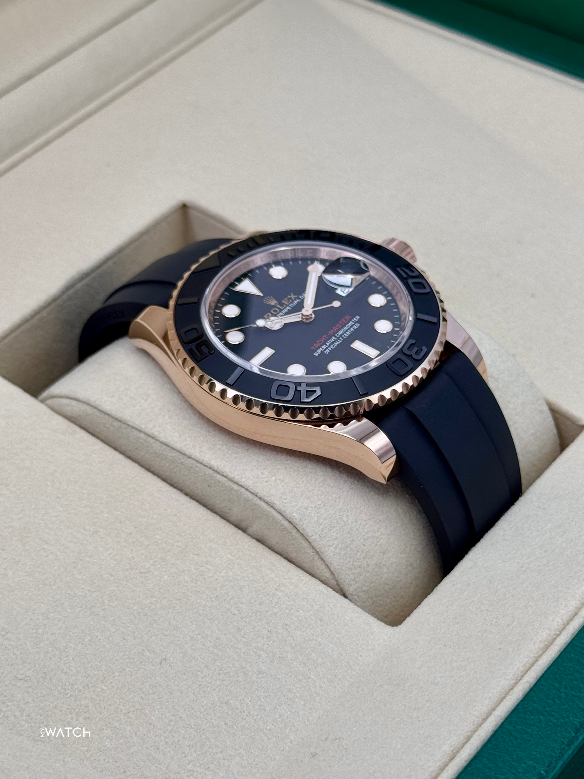 NEW 2025 Rolex Yacht-Master 40mm 126655 Rose Gold Oysterflex Black Dial - MyWatchLLC