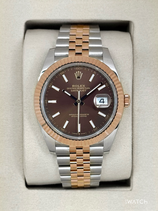 NEW 2025 Rolex Datejust 41mm 126331 Two-Tone Rose Gold Chocolate Dial (STICKERED) - MyWatchLLC