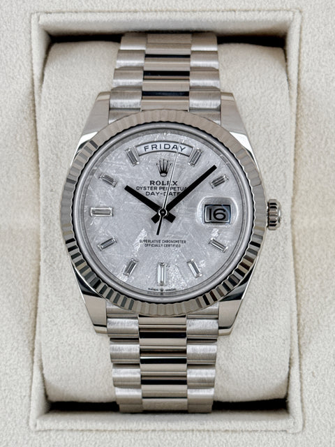 2024 Rolex Day-Date 40mm 228239 White Gold Meteorite Diamond Dial