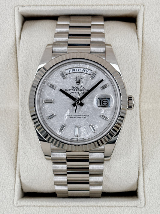 2024 Rolex Day-Date 40mm 228239 White Gold Meteorite Diamond Dial