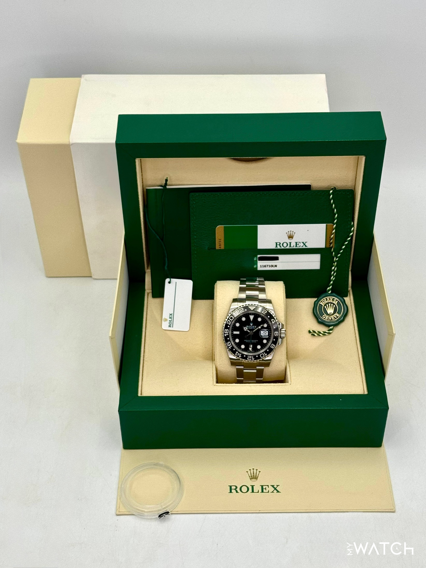 NEW OLD STOCK 2019 Rolex GMT-Master II 40mm 116710LN Stainless Steel Black Dial (STICKERED) - MyWatchLLC