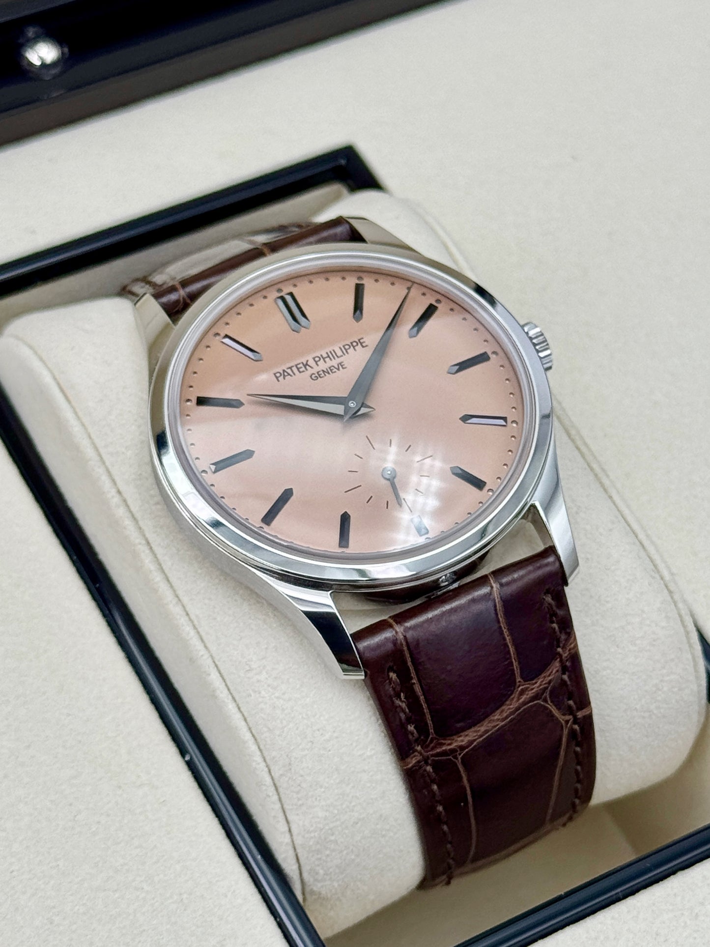 2026 Patek Philippe Calatrava 38mm 6196P Platinum Rose Gilt Opaline Dial