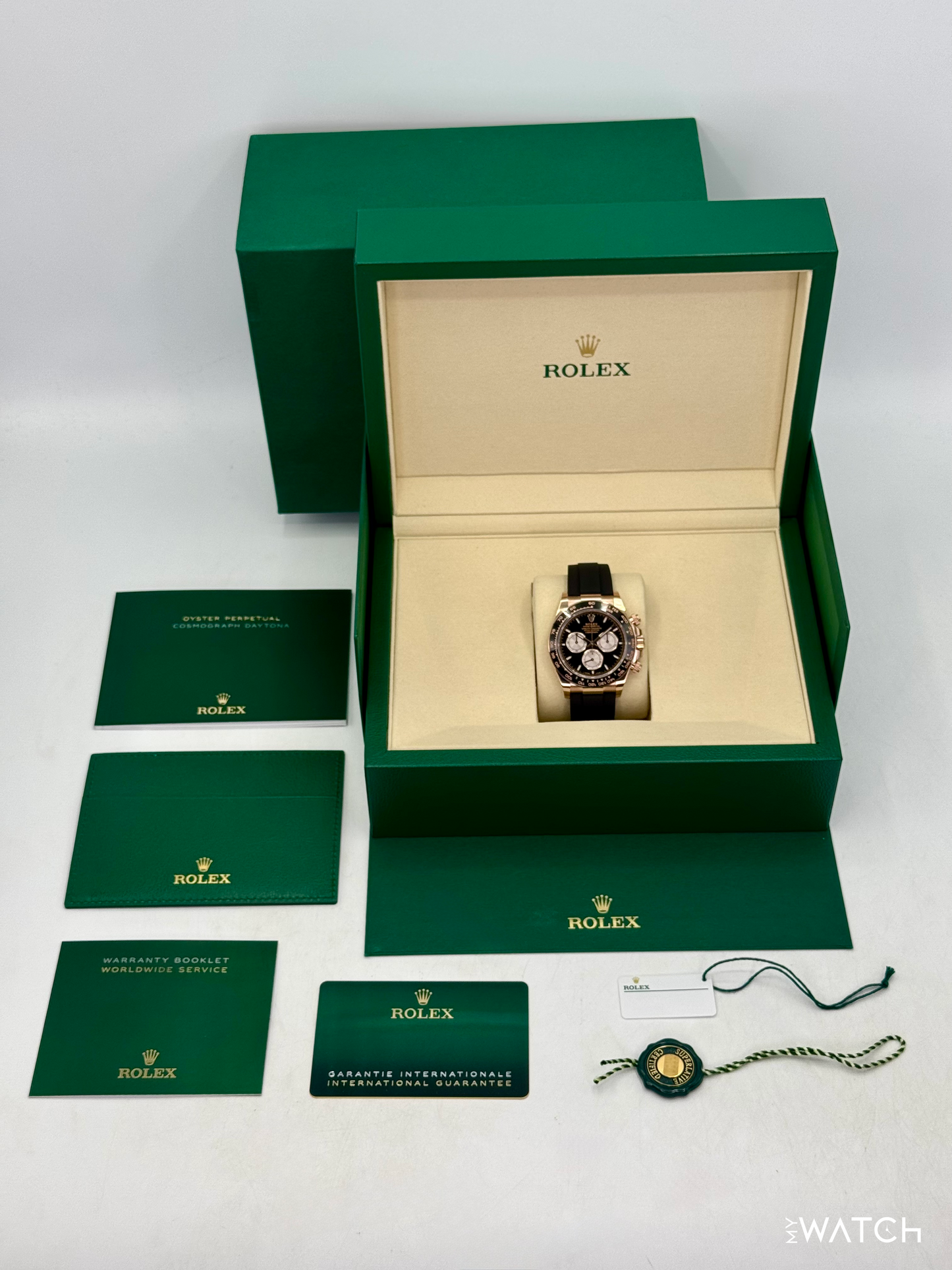 NEW 2026 Rolex Daytona 40mm 126515LN Rose Gold Oysterflex Black Dial - MyWatchLLC