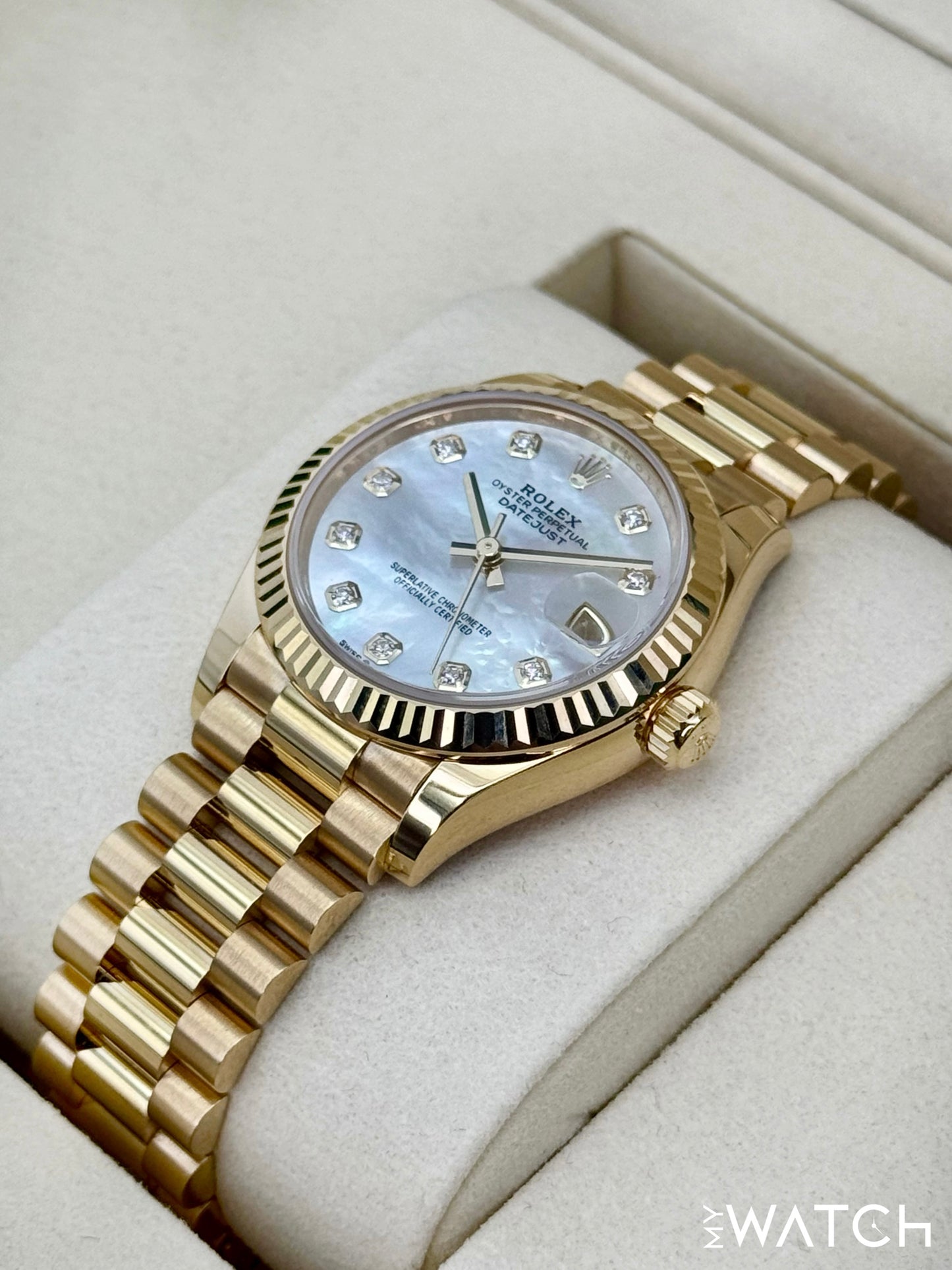 NEW 2025 Rolex Datejust 31mm 278278 Yellow Gold MOP Diamond Dial