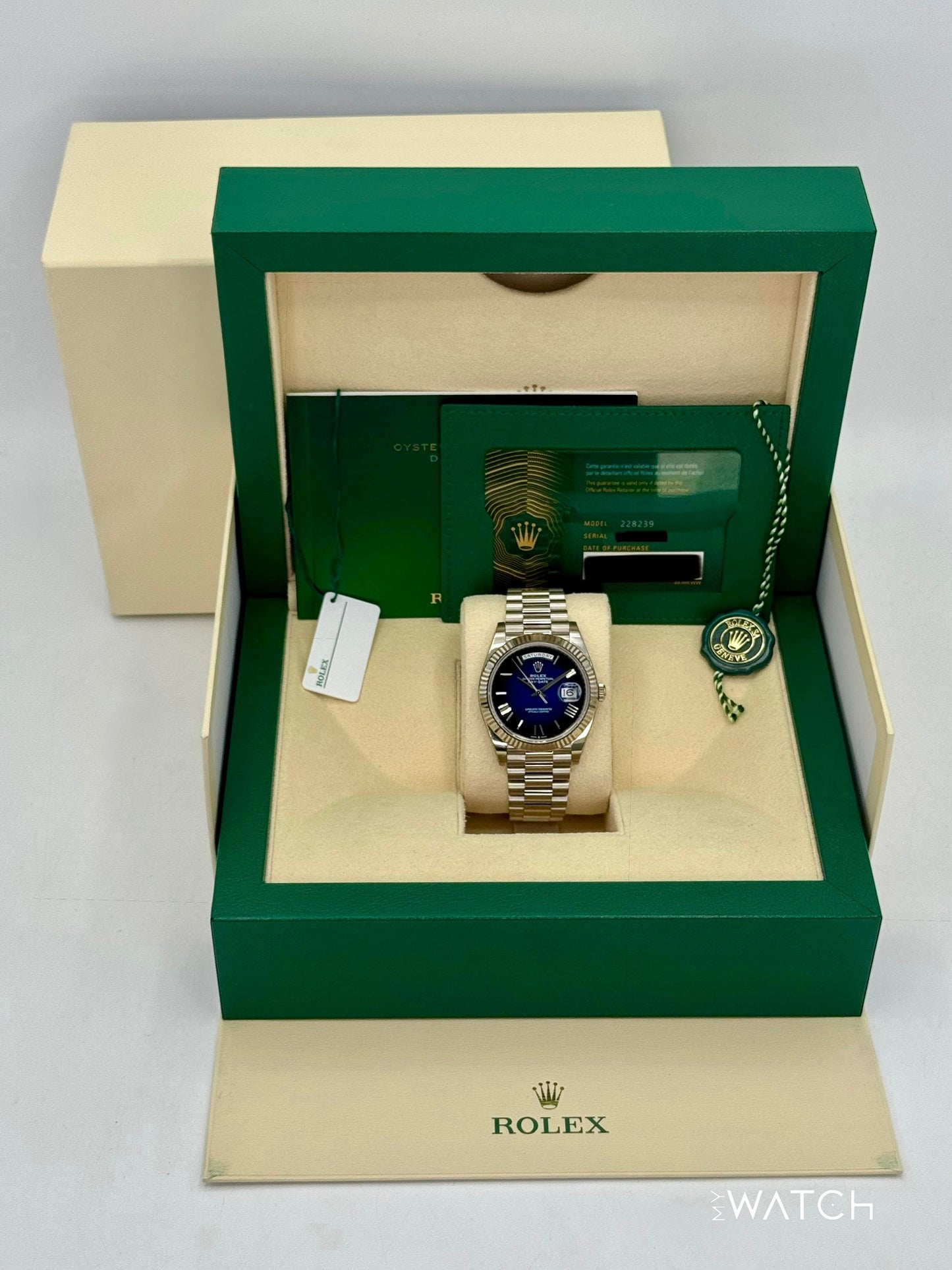 2025 Rolex Day-Date 40mm 228239 Presidential Blue Ombre Dial