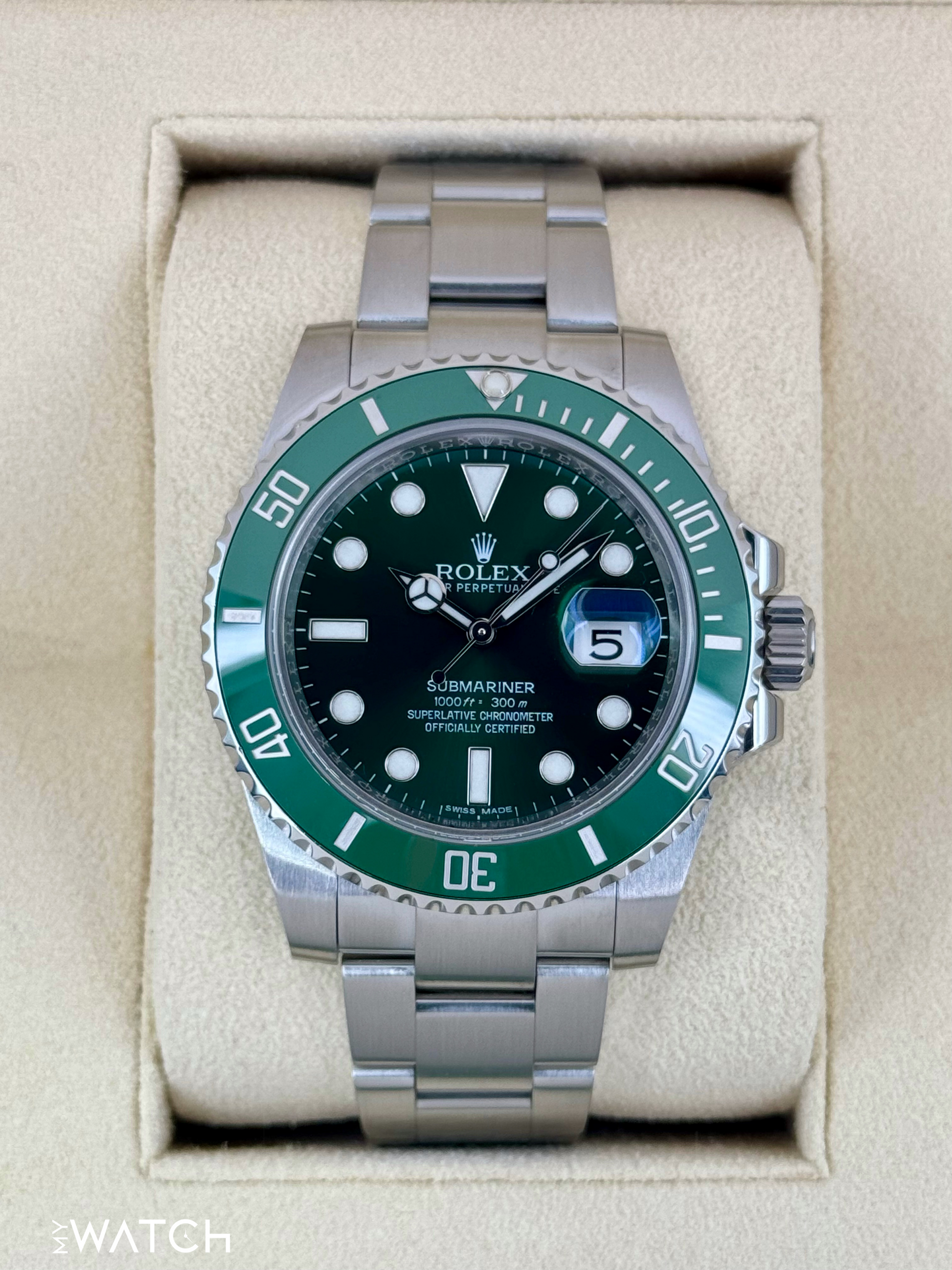 2016 Rolex Submariner “Hulk” 40mm 116610LV Green Dial - MyWatchLLC