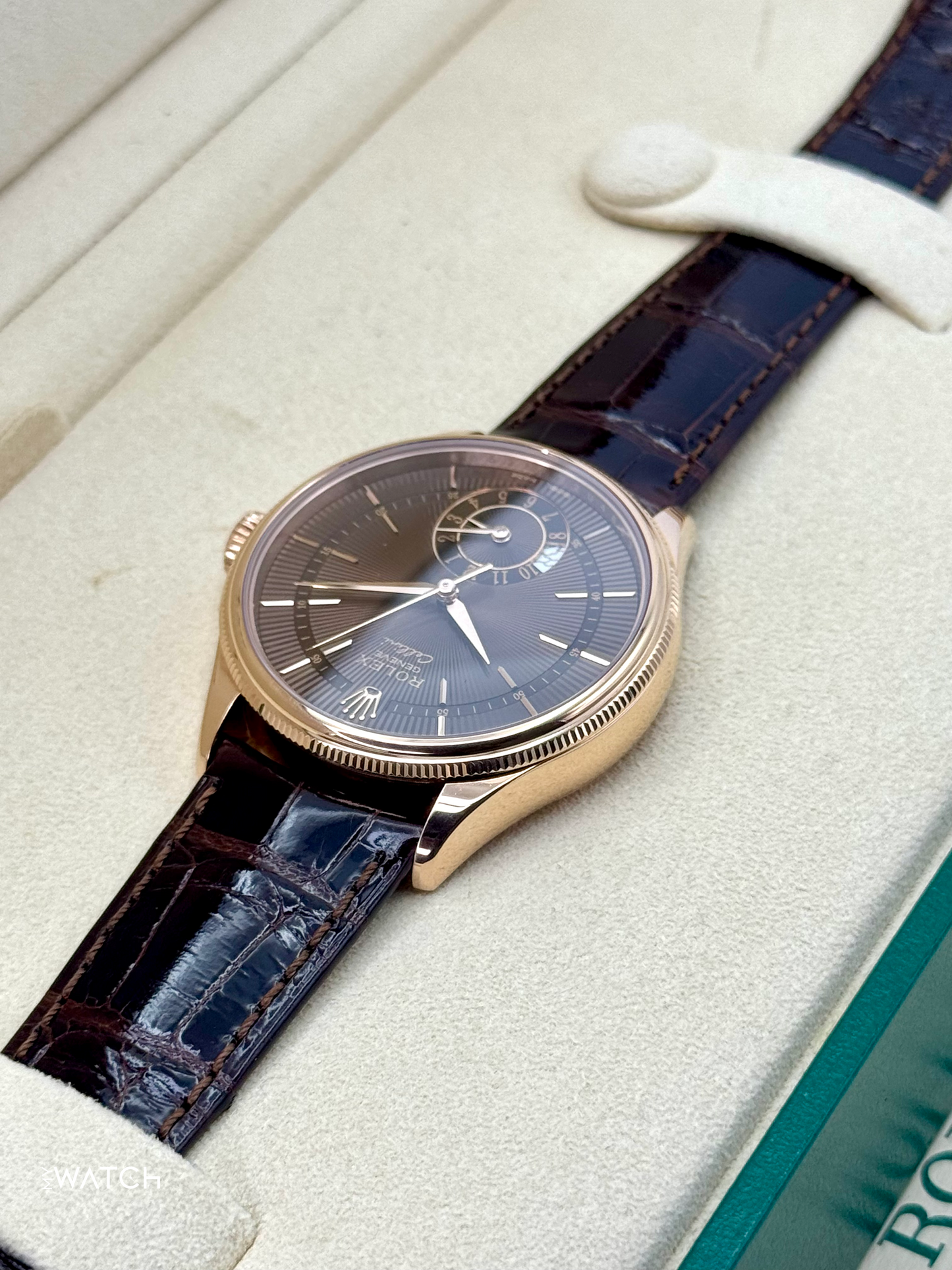 2020 Rolex Cellini Dual Time 39mm 50525 Rose Gold Brown Dial