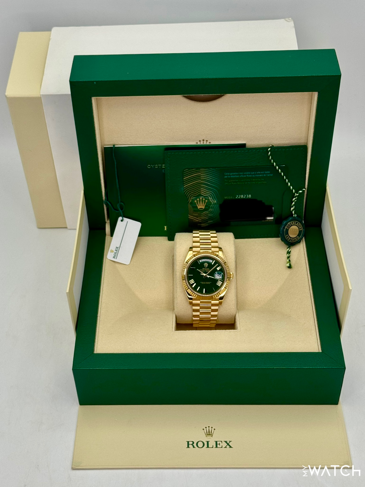 2022 Rolex Day-Date 40mm 228238 Presidential Green Dial - MyWatchLLC