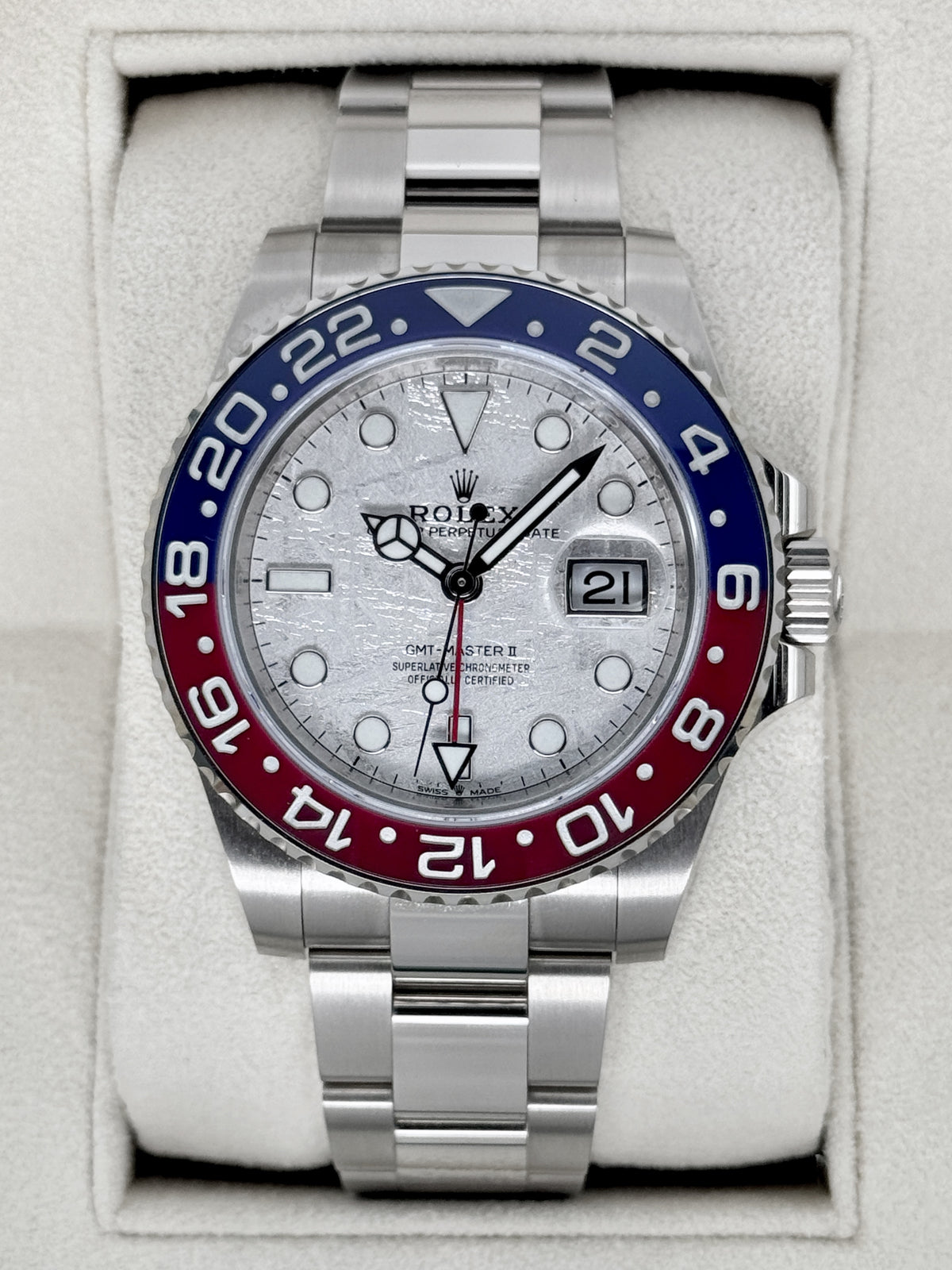 2023 Rolex GMT-Master II Pepsi 40mm 126719BLRO White Gold Oyster Meteorite Dial
