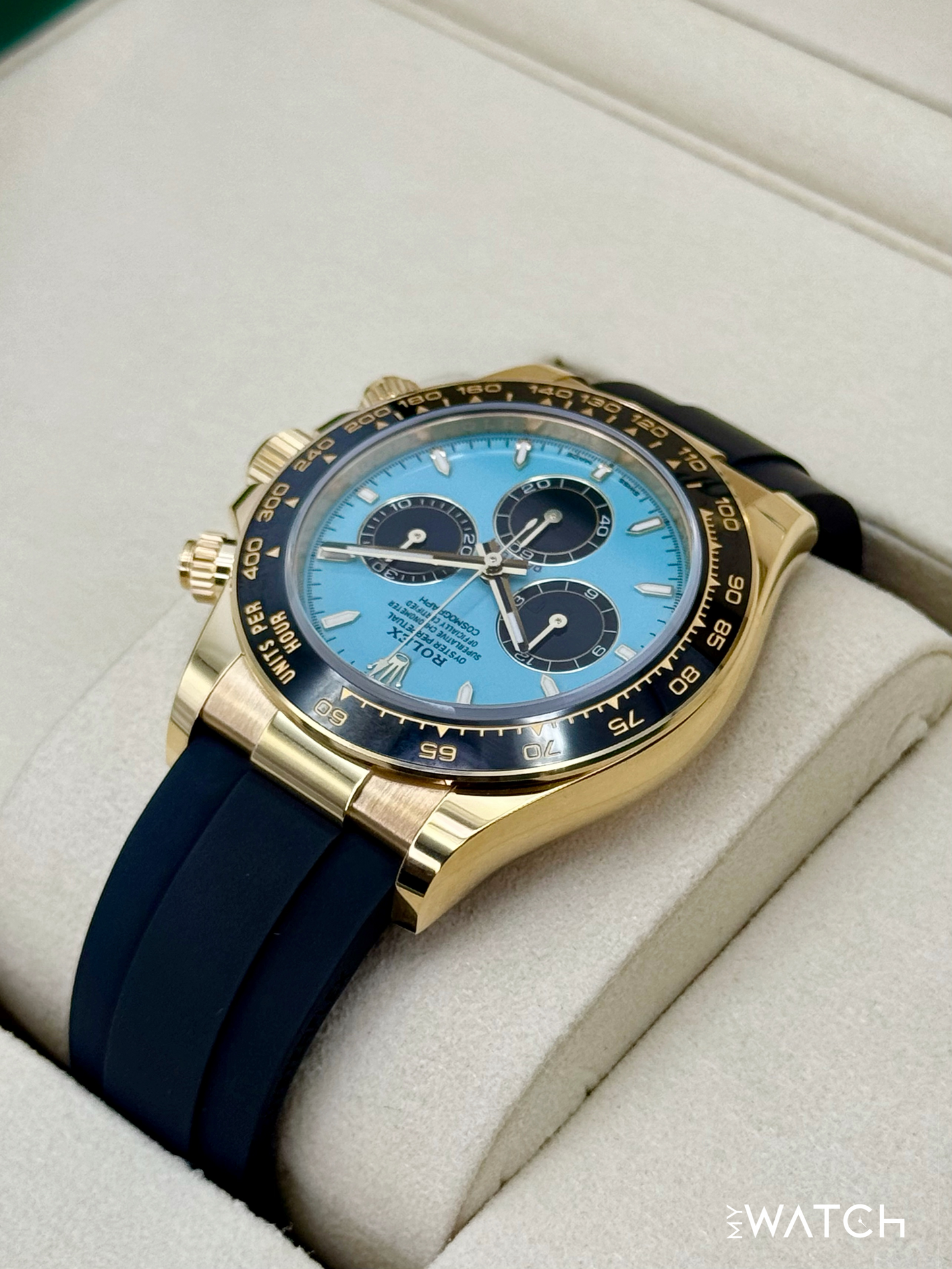 NEW 2025 Rolex Daytona 40mm 126518LN Yellow Gold Oysterflex Turquoise Dial