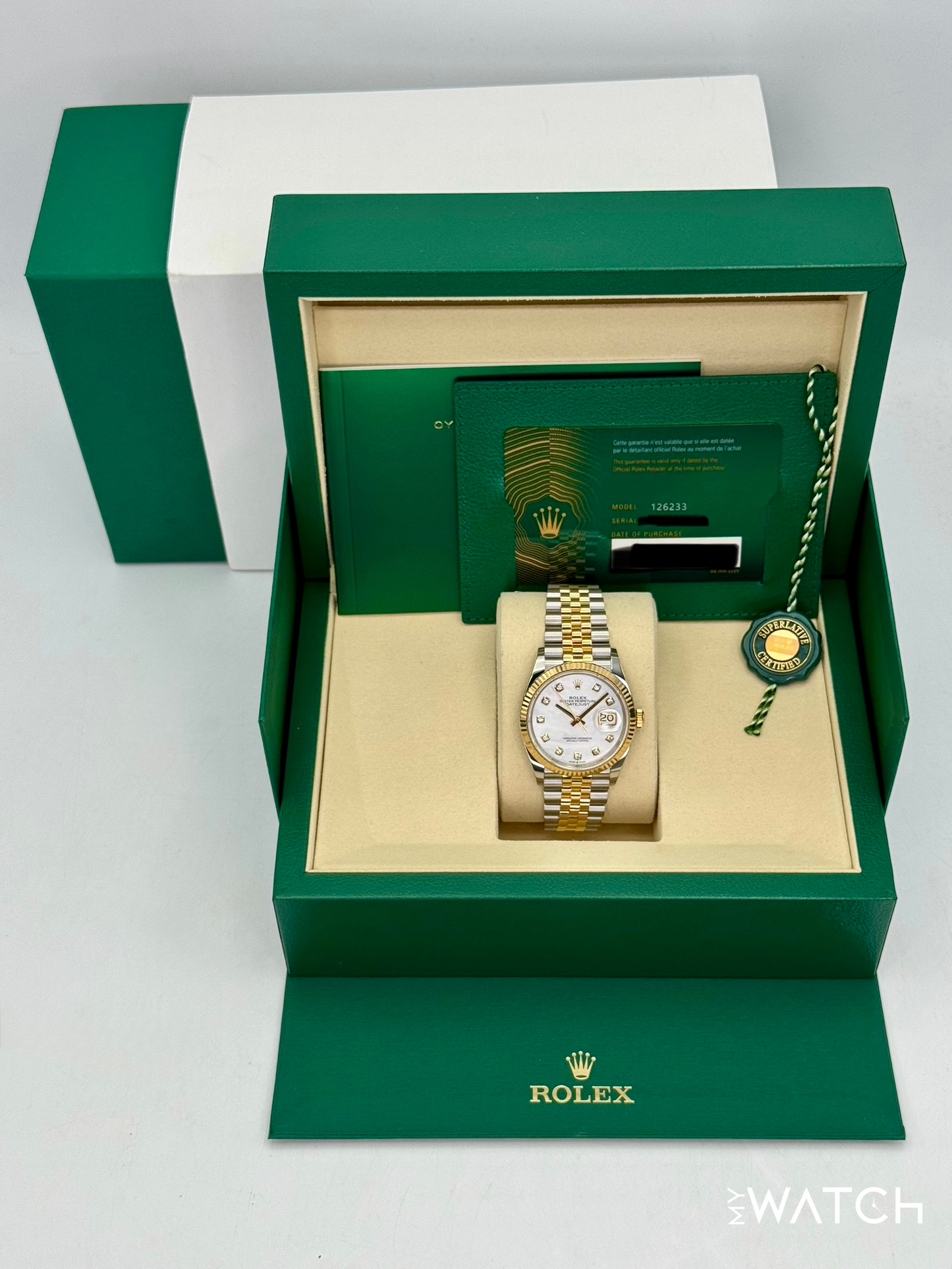 2025 Rolex Datejust 36mm 126233 Mother of Pearl Diamond Dial