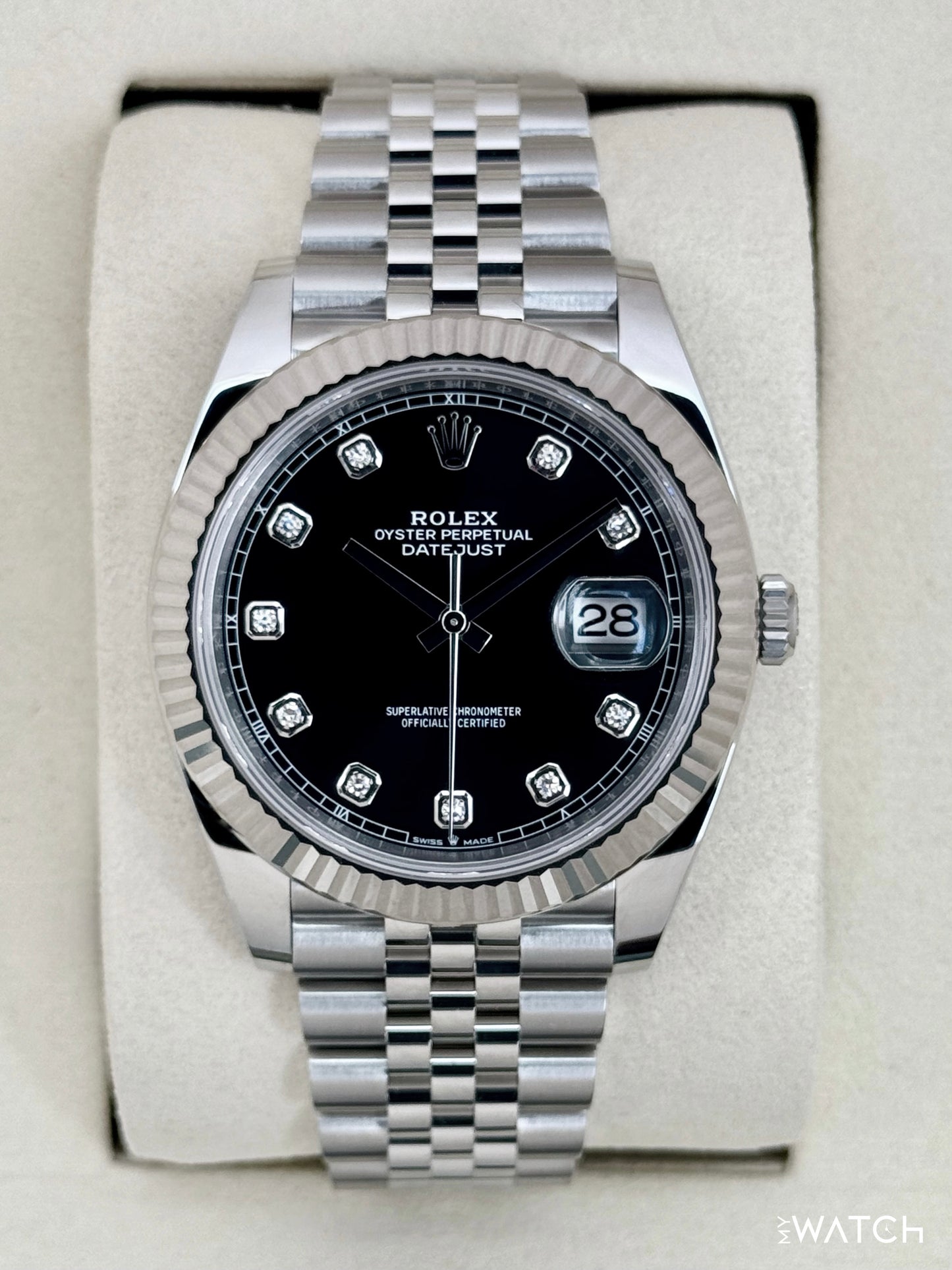 NEW 2026 Rolex Datejust 41mm 126334 Stainless Steel Jubilee Black Diamond Dial - MyWatchLLC