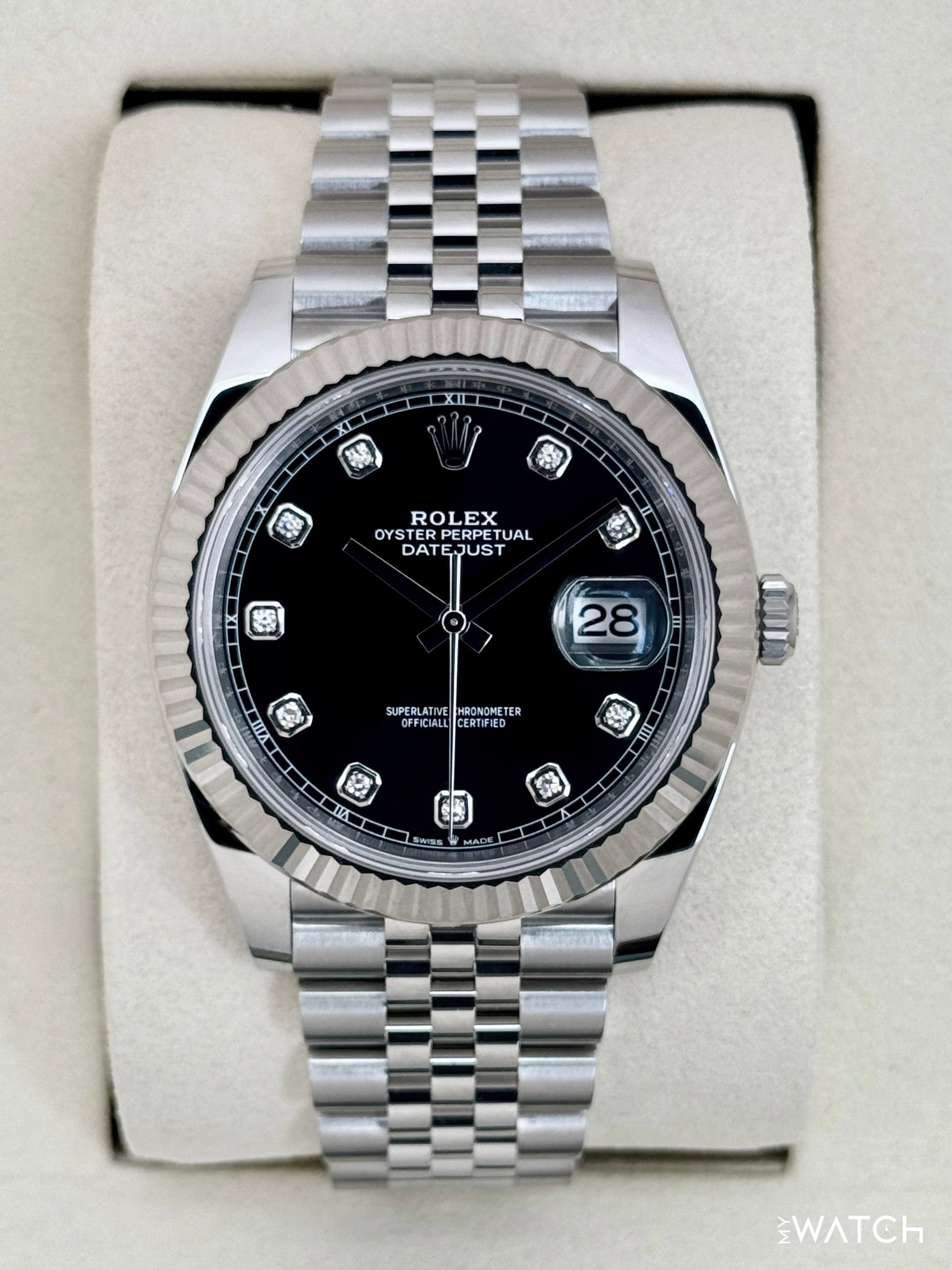 NEW 2026 Rolex Datejust 41mm 126334 Stainless Steel Jubilee Black Diamond Dial - MyWatchLLC
