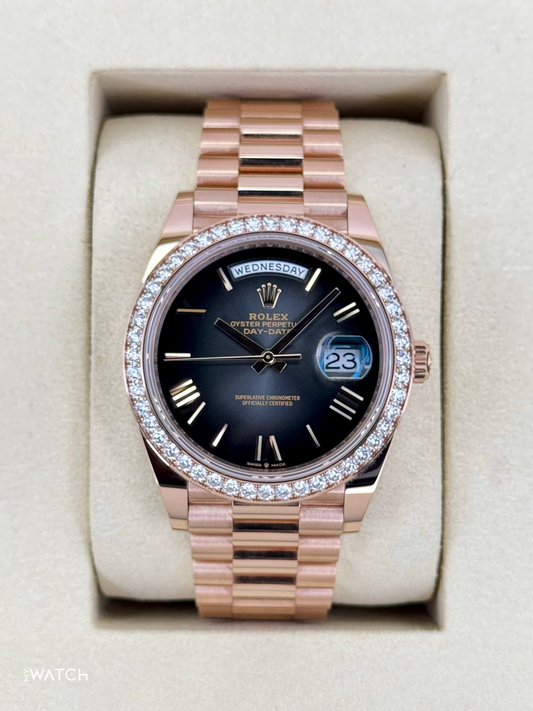 NEW 2025 Rolex Day-Date 40mm 228345RBR Rose Gold Slate Ombre Dial