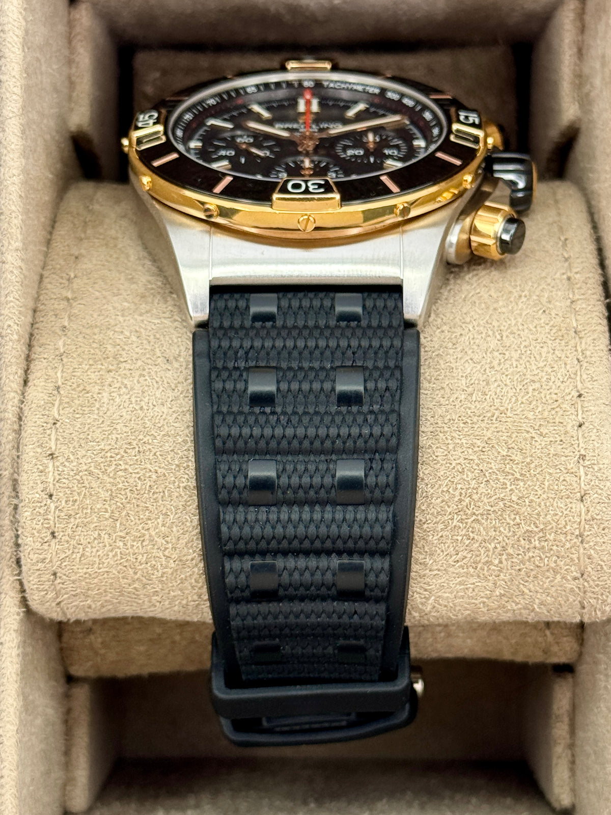 2023 Breitling Super Chronomat B01 44mm UB0136 Two-Tone Black Dial