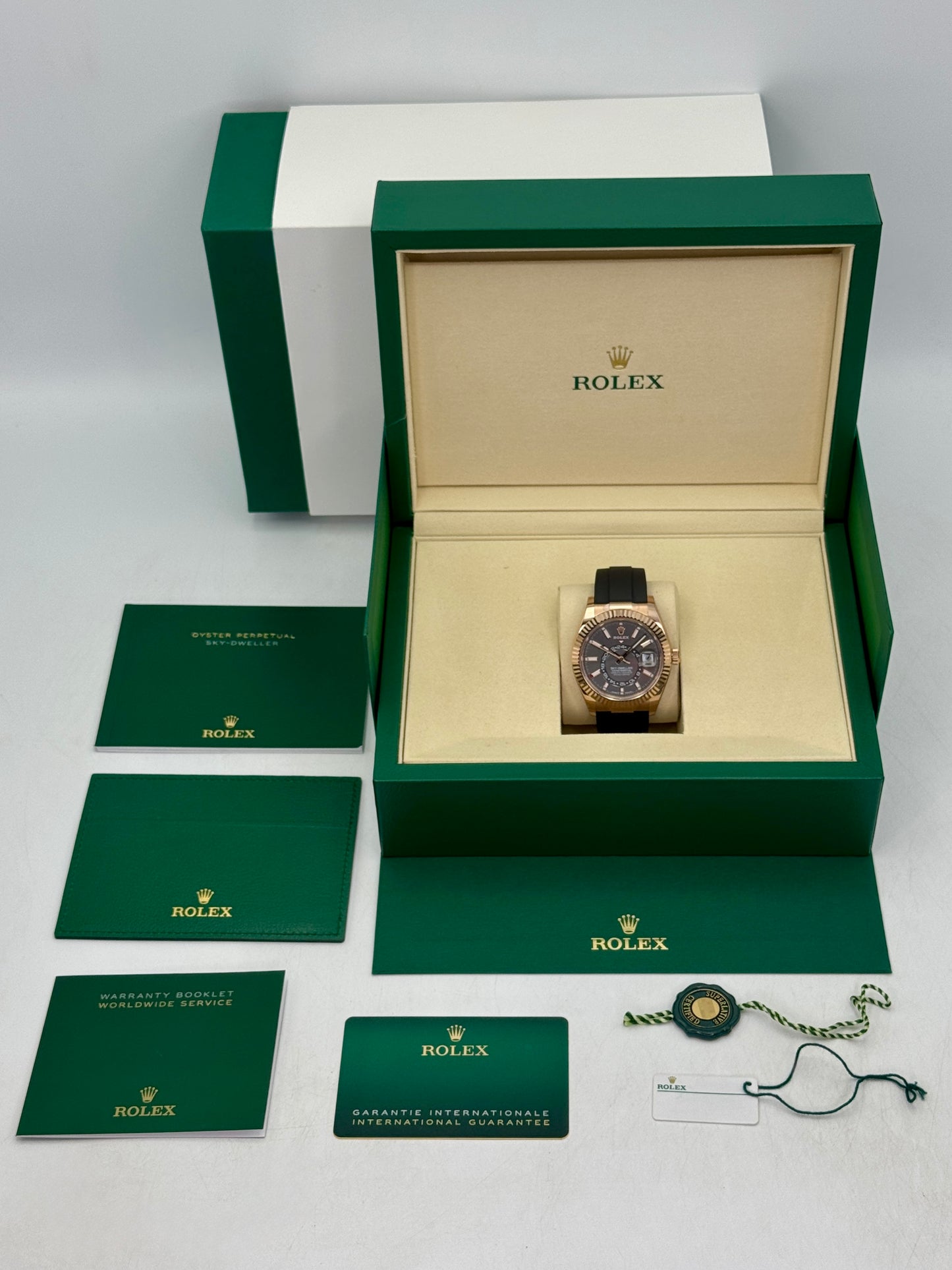 NEW 2026 Rolex Sky-Dweller 42mm 336235 Rose Gold Oysterflex Rhodium Dial - STICKERED