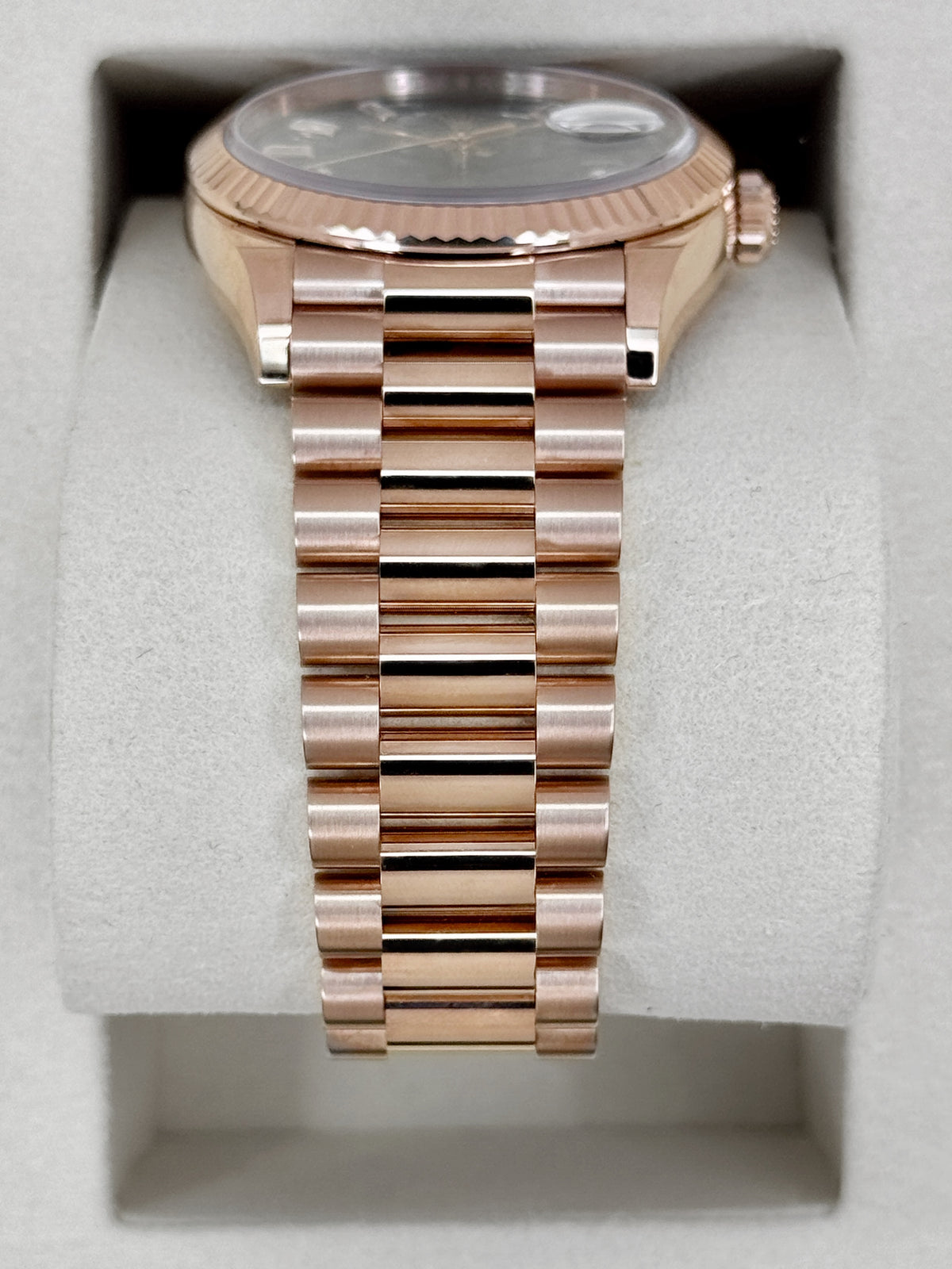 NEW 2026 Rolex Day-Date 36mm 128235 Presidential Rose Gold Blue Baguette Dial
