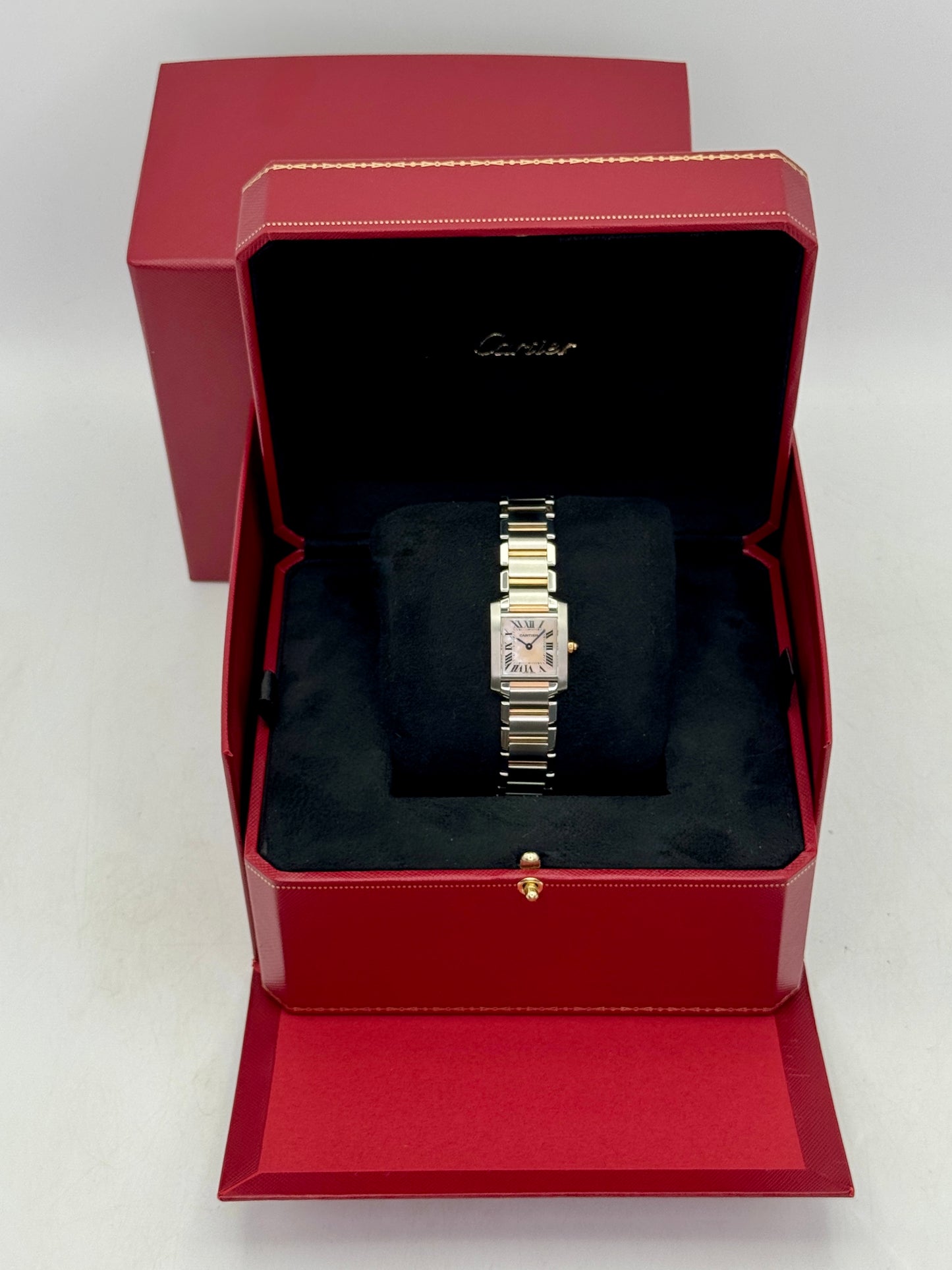 2010 Cartier Tank Francaise 20mm W51027Q4 Two-Tone Mother of Pearl Dial