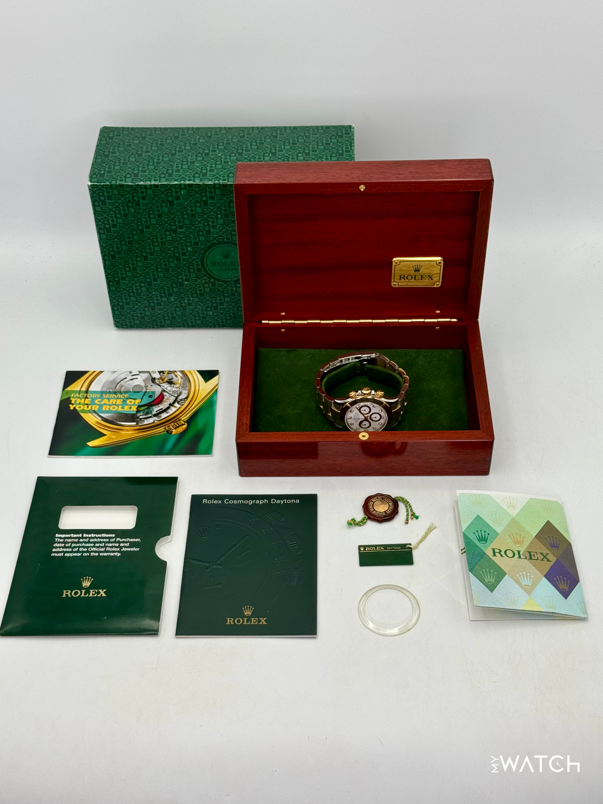 2005 Rolex Daytona 40mm 116523 Two-Tone White Diamond Dial (Collectors Set) - MyWatchLLC
