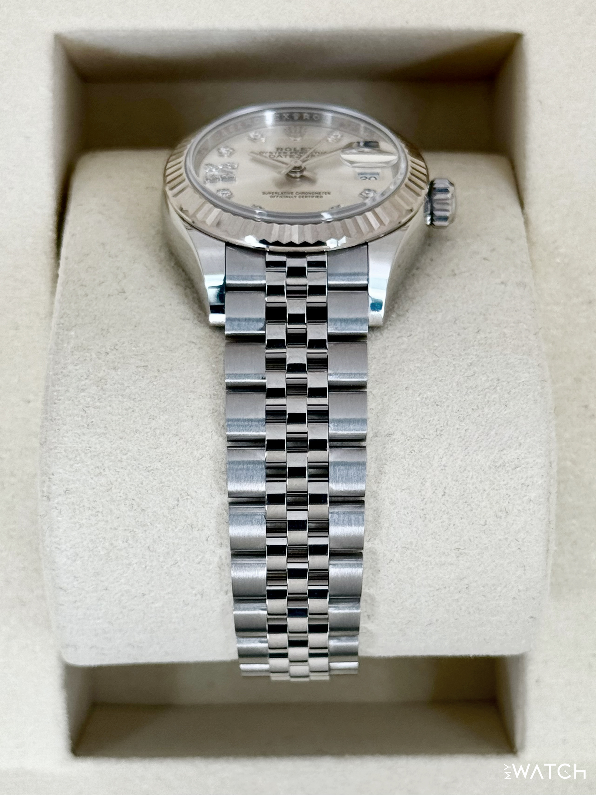 NEW 2025 Rolex Lady Datejust 28mm 279174 Stainless Steel Jubilee Silver Star Diamond Dial - MyWatchLLC