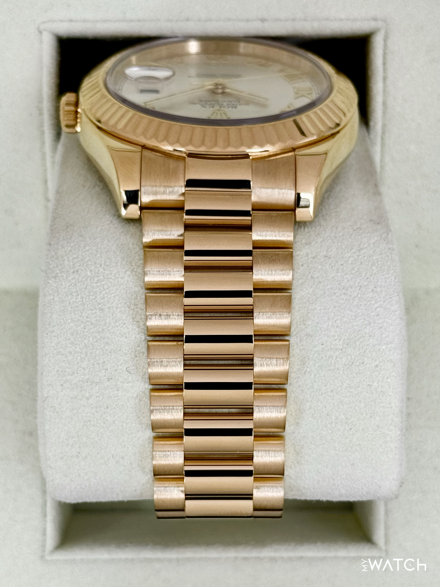 2012 Rolex Day-Date II 41mm 218238 Presidential Silver Dial - MyWatchLLC