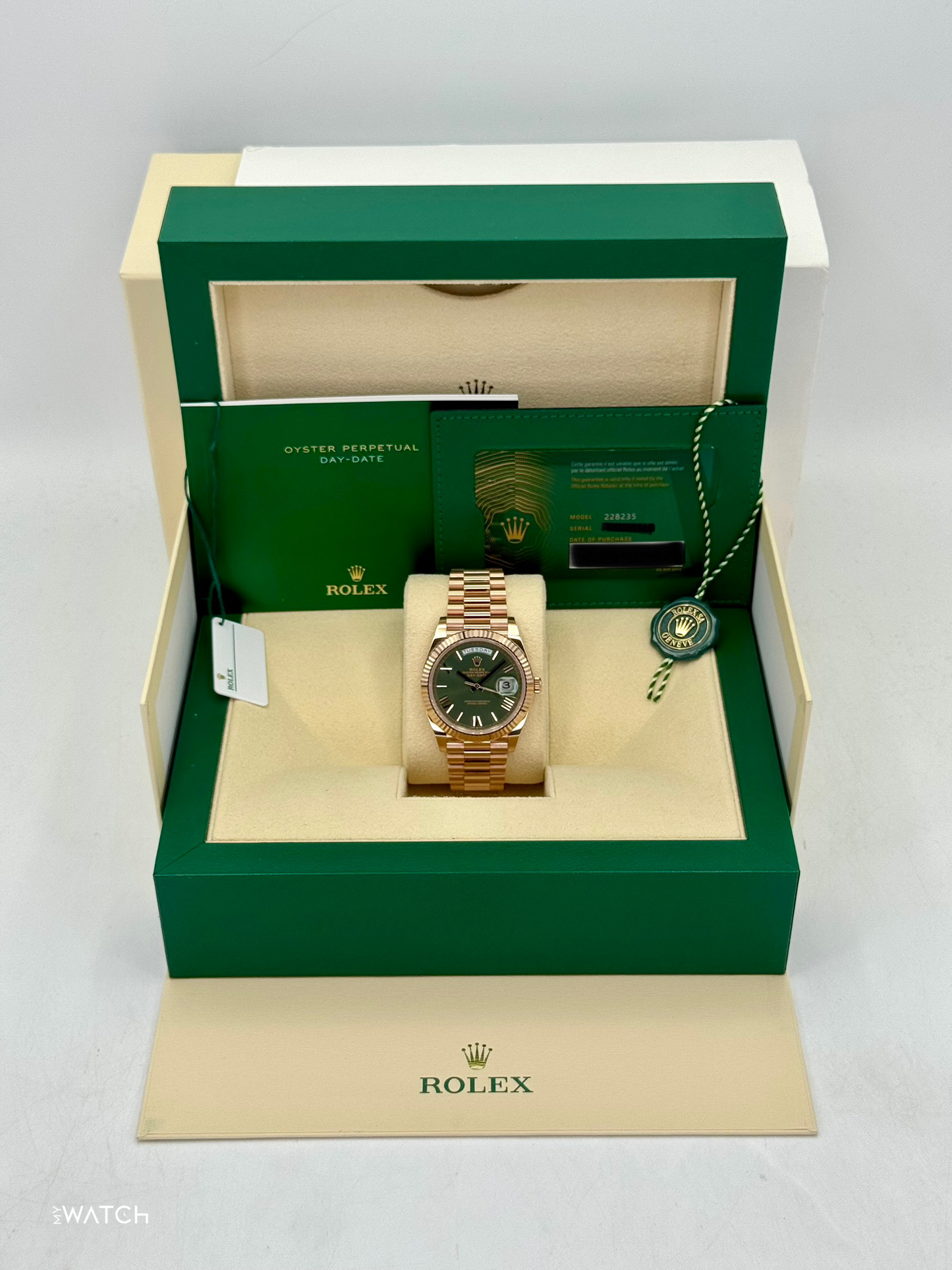 2025 Rolex Day-Date 40mm 228235 Presidential Rose Gold Olive Dial