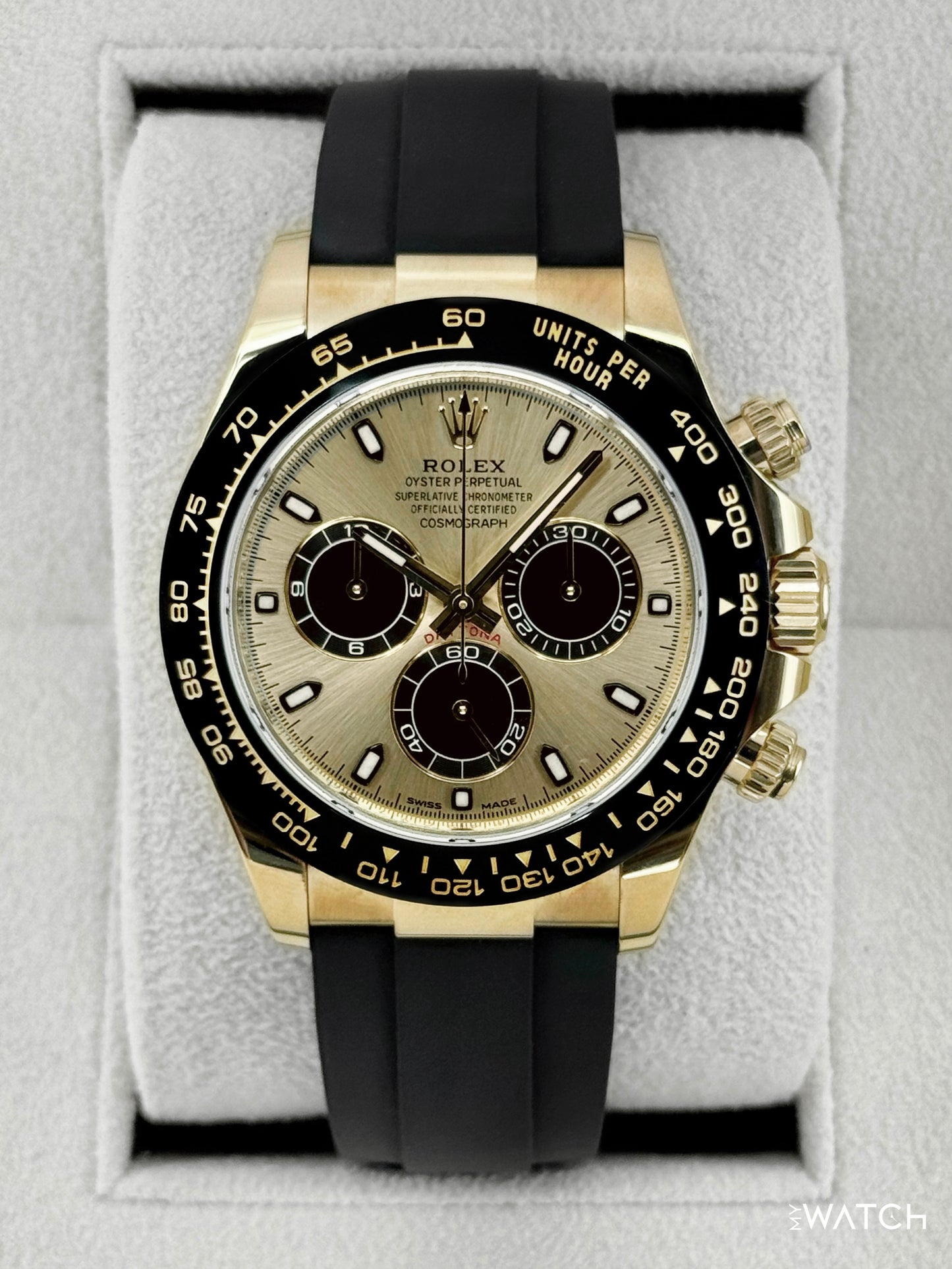 2023 Rolex Daytona 40mm 116518LN 18K Yellow Gold Oysterflex Champagne Dial - MyWatchLLC