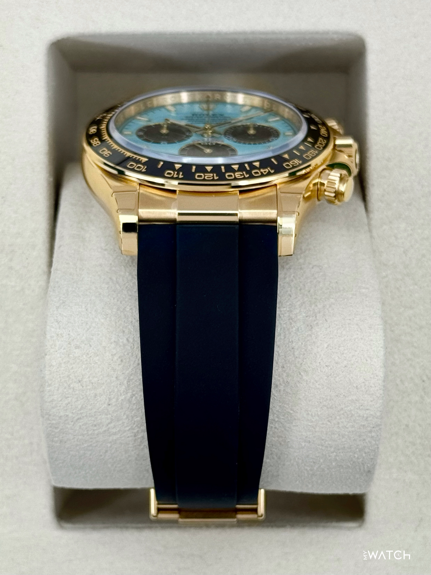 NEW 2026 Rolex Daytona 40mm 126518LN Yellow Gold Oysterflex Turquoise Dial (STICKERED) - MyWatchLLC