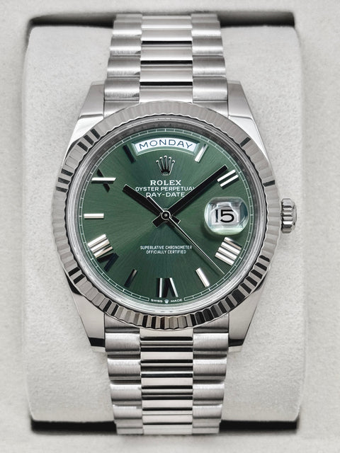 2025 Rolex Day-Date 40mm 228239 White Gold Olive Dial