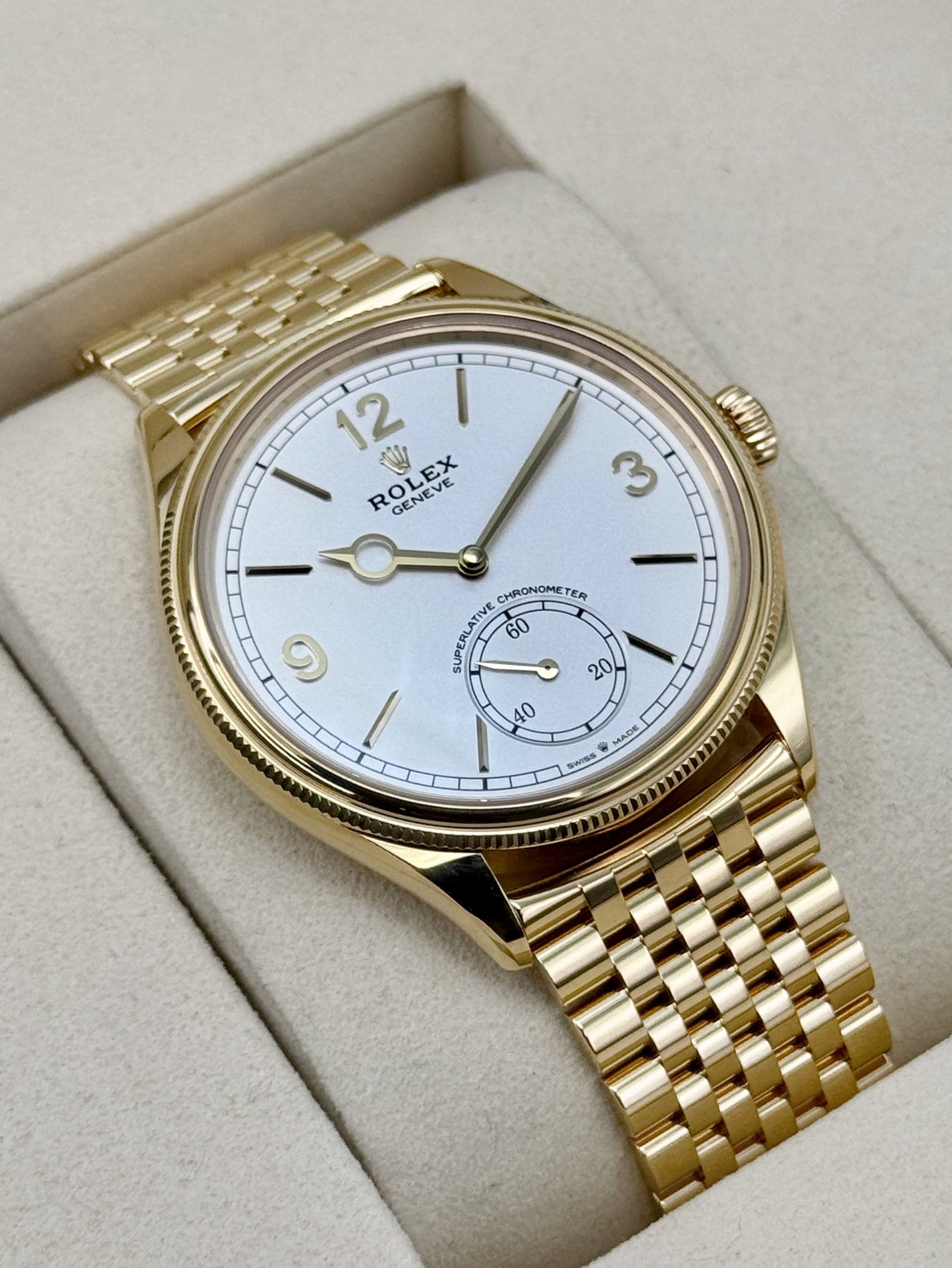 NEW 2026 Rolex 1908 39mm 52508 Yellow Gold Settimo Bracelet White Dial