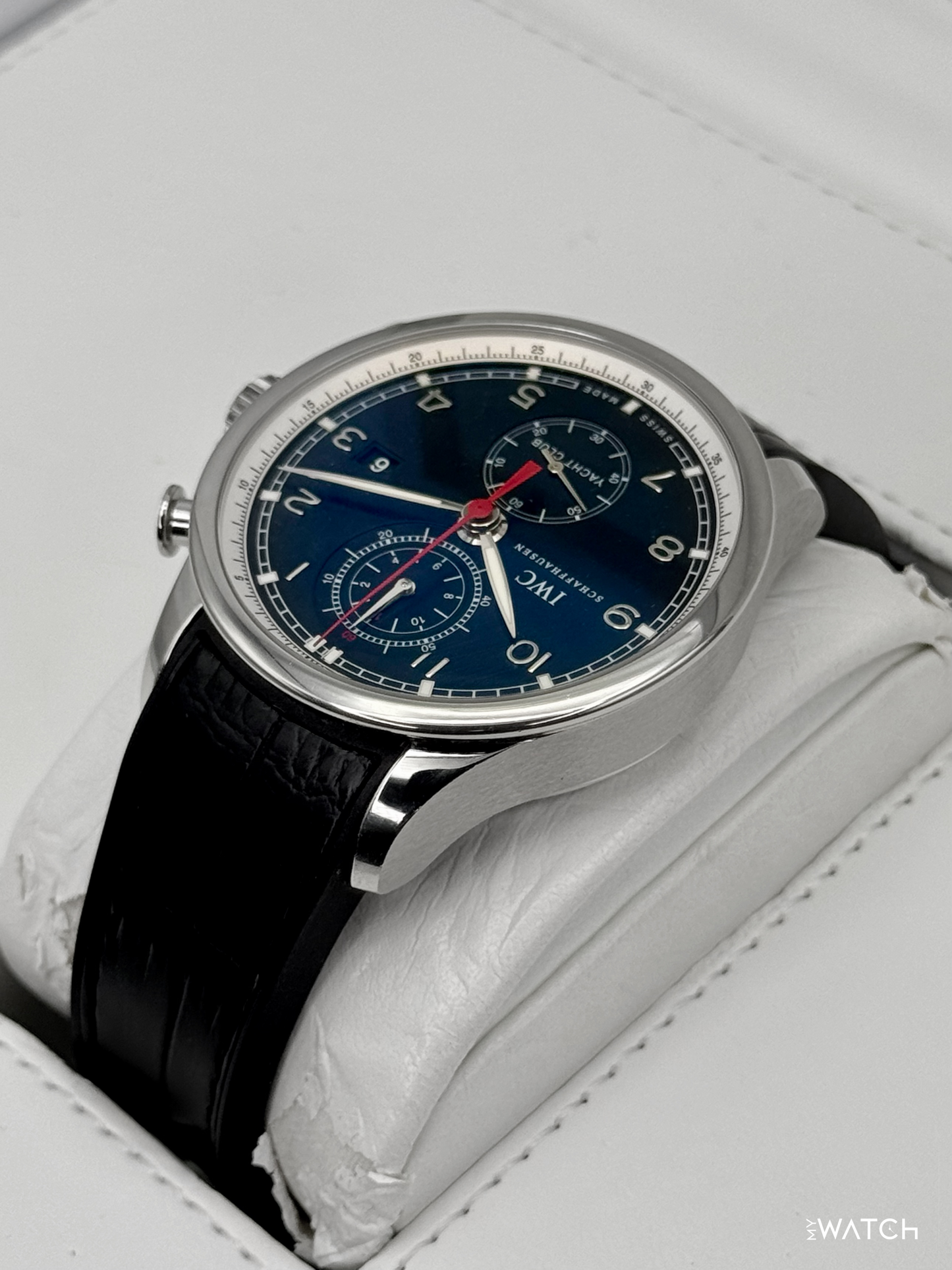2011 IWC Portuguese Chronograph 45mm IW390204 Stainless Steel Black Dial - MyWatchLLC
