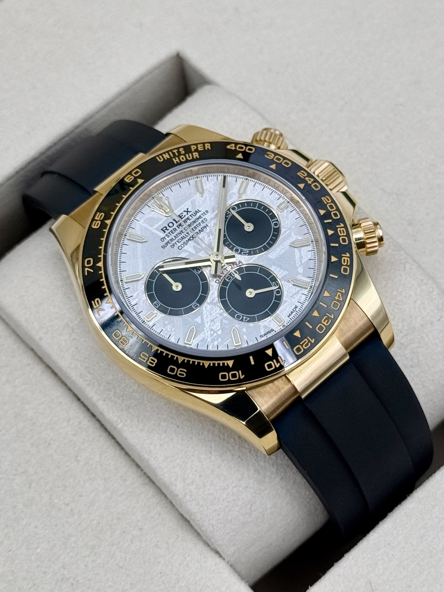 2025 Rolex Daytona 40mm 126518LN Yellow Gold Oysterflex Meteorite Dial