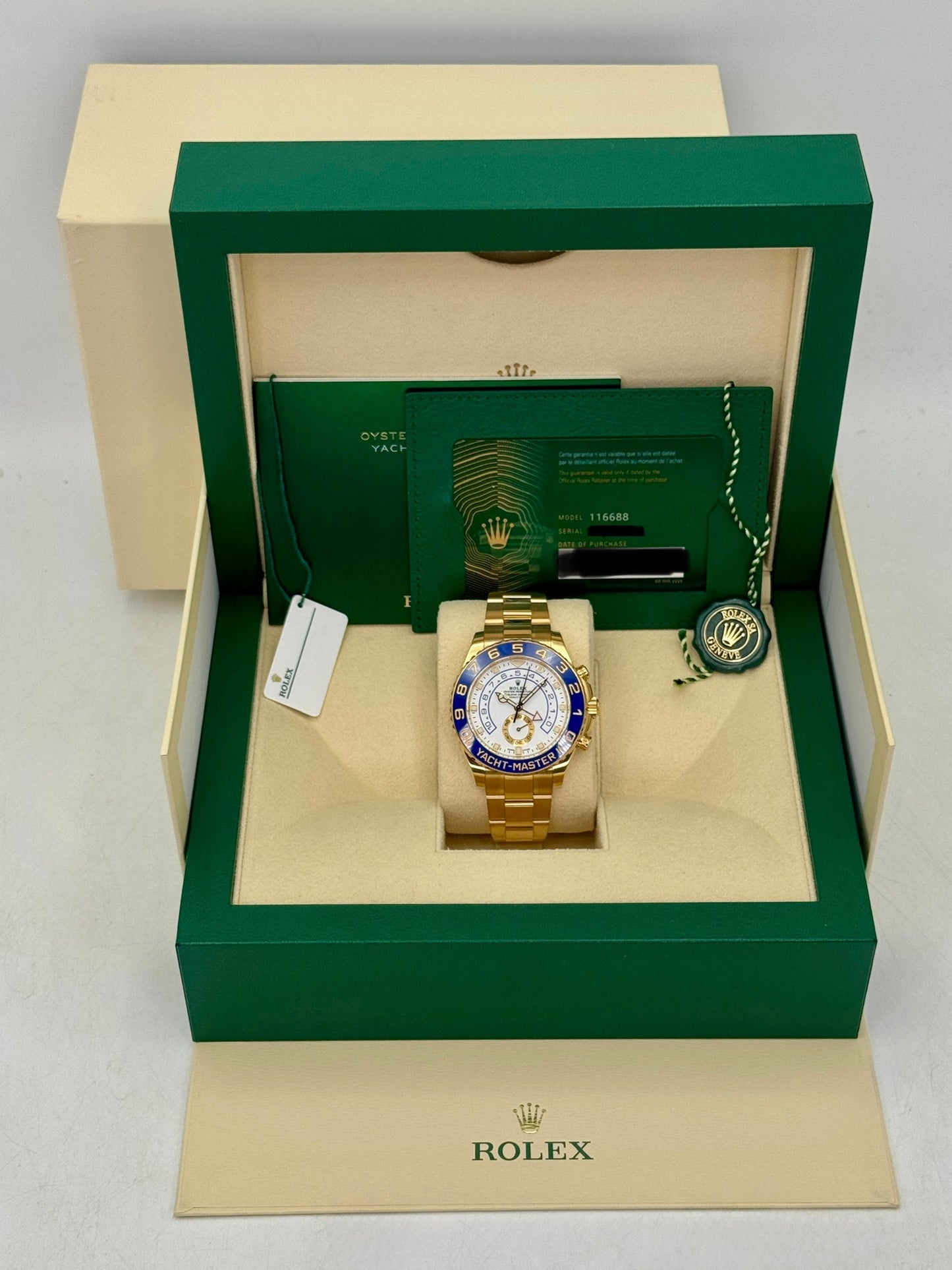 2022 Rolex Yacht-Master II 44mm 116688 18K Yellow Gold White Dial