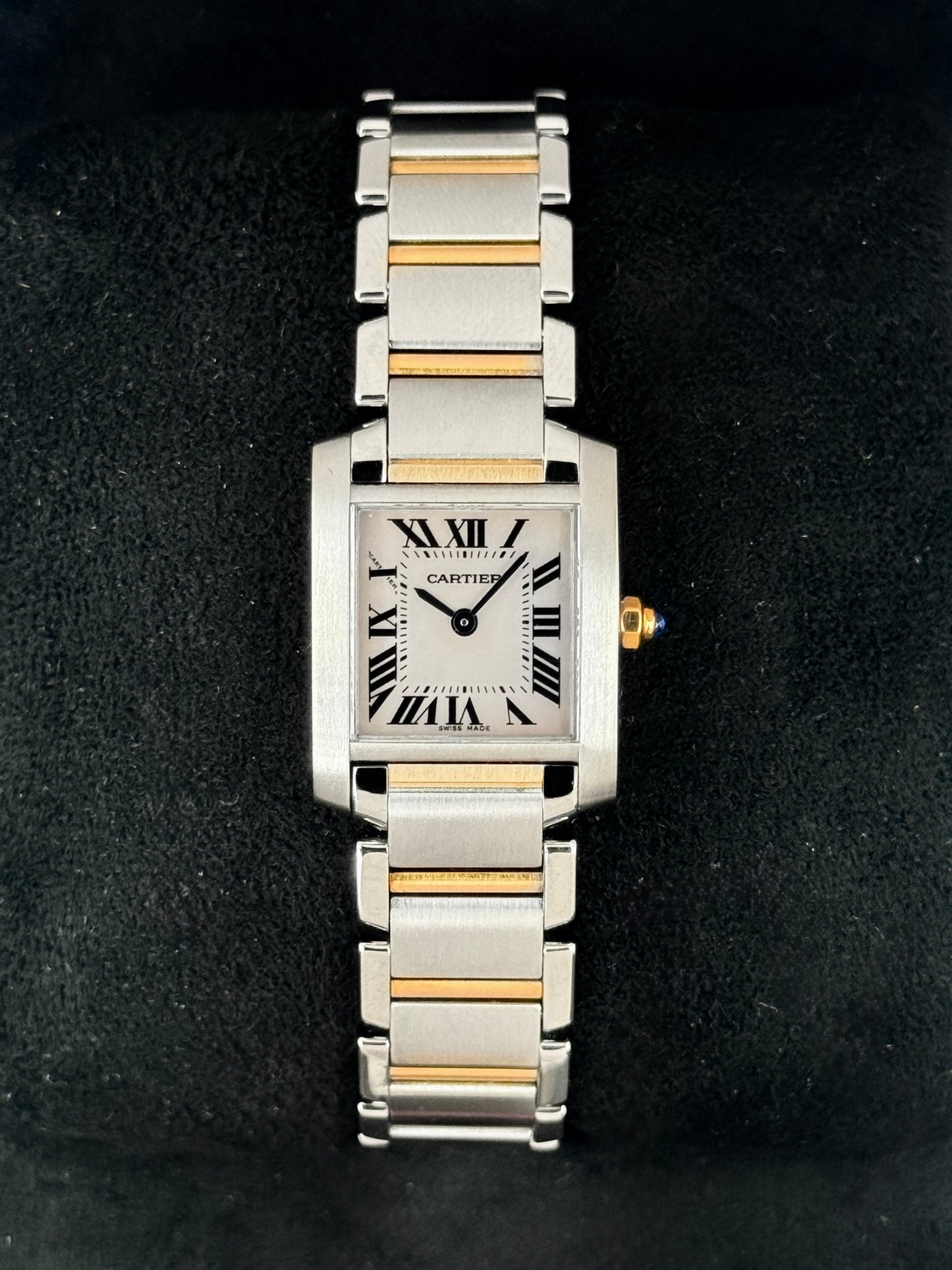 2010 Cartier Tank Francaise 20mm W51027Q4 Two-Tone Mother of Pearl Dial