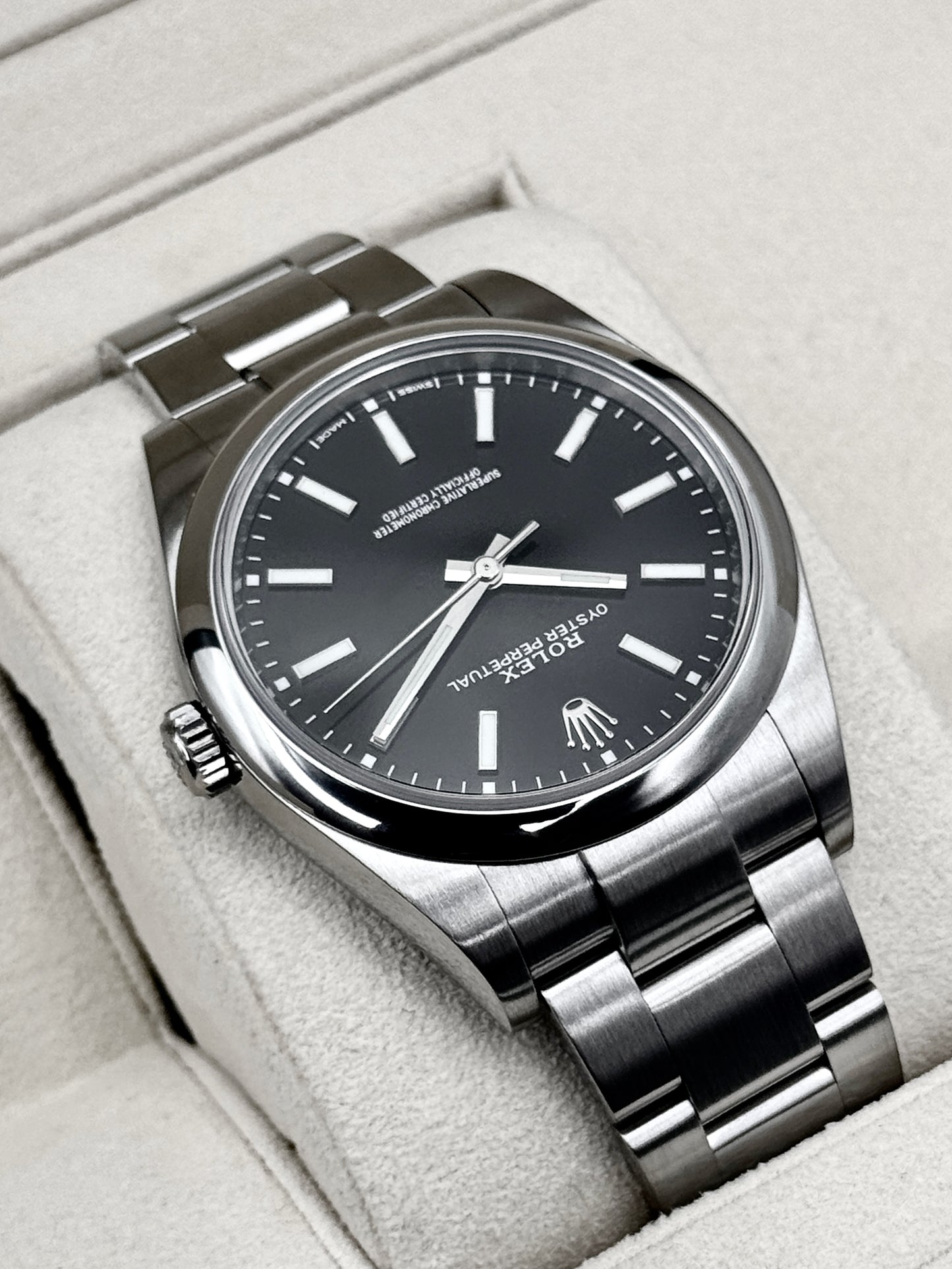 2019 Rolex Oyster Perpetual 39mm 114300 Stainless Steel Black Dial