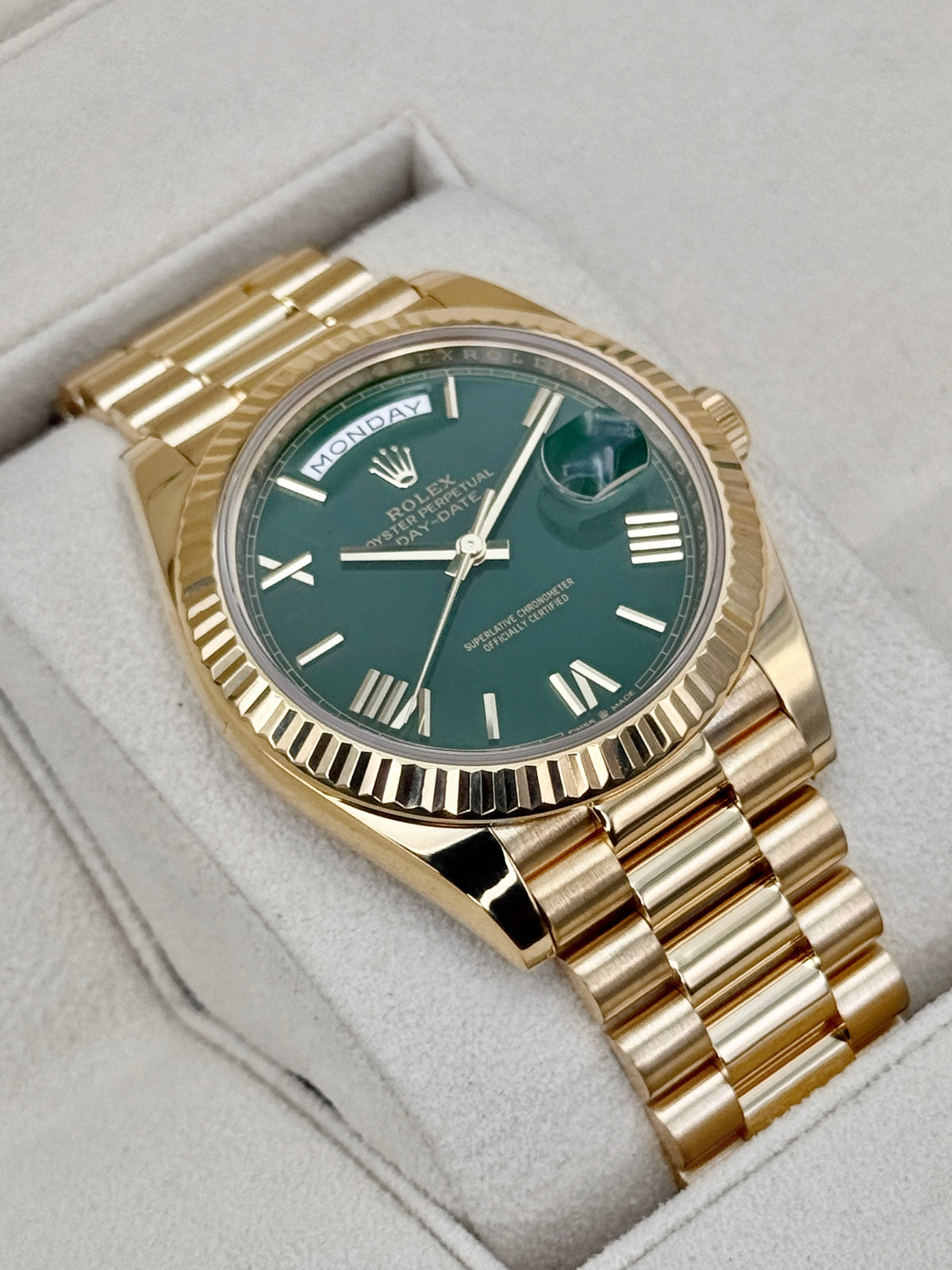 2022 Rolex Day-Date 40mm 228238 Presidential Green Dial