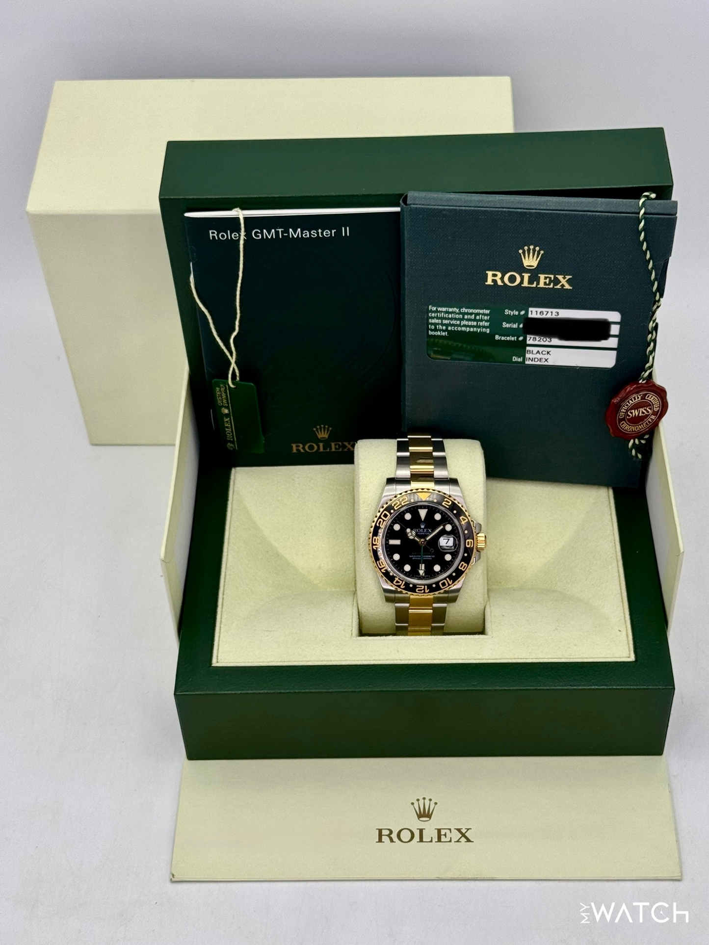 2012 Rolex GMT-Master II 40mm 116713LN Two-Tone Black Dial - MyWatchLLC