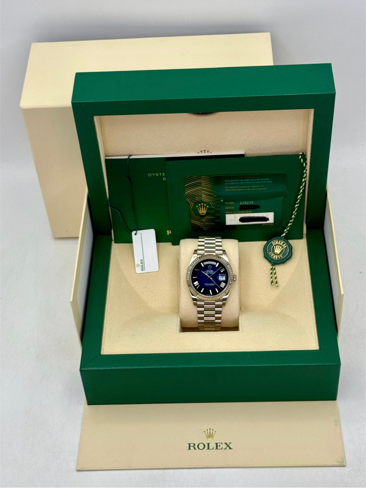 2024 Rolex Day-Date 40mm 228239 Presidential Blue Ombre Dial