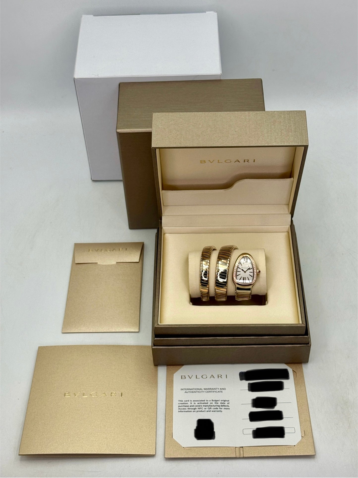 Bvlgari Serpenti Tubogas 35mm Silver Opaline Dial 18kt Rose & Steel 103149