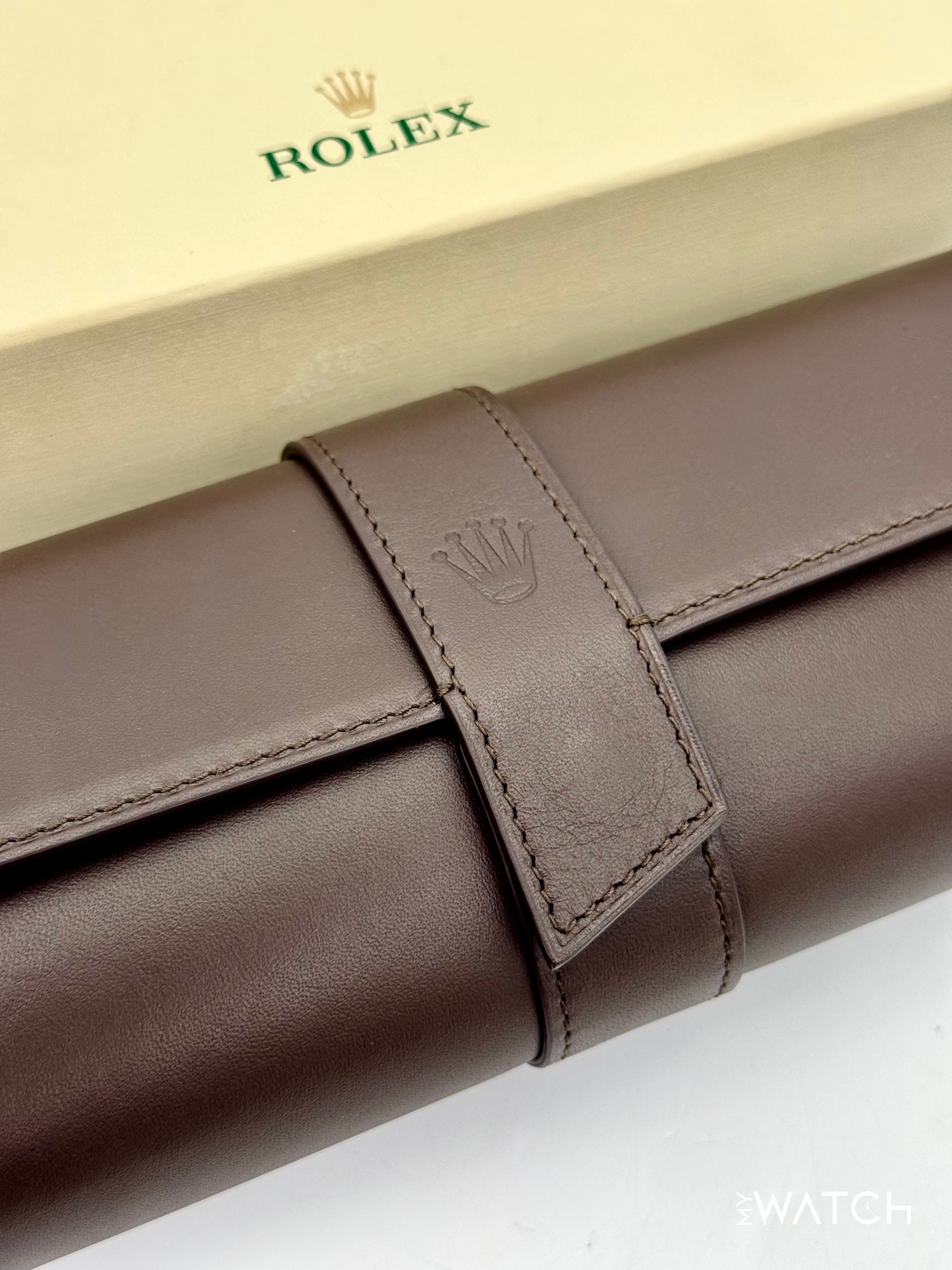 Rolex Leather Three Watch Roll Travel Case