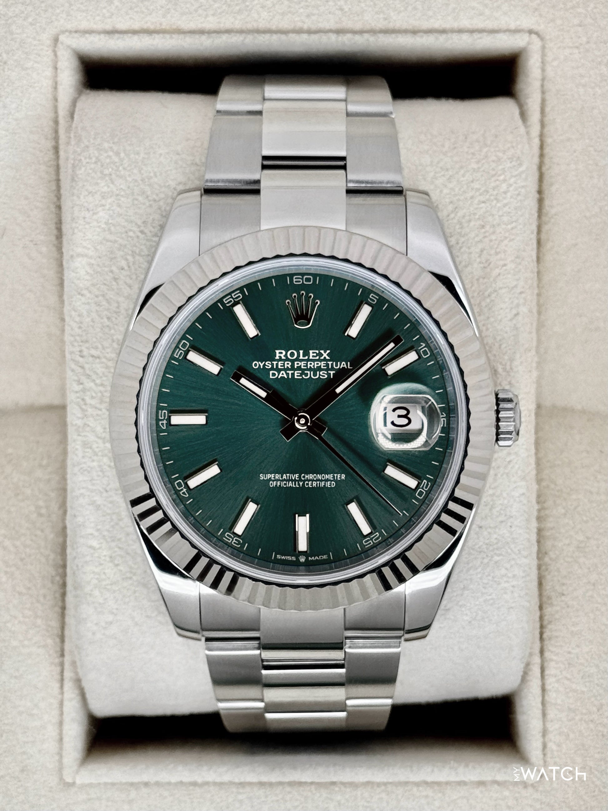 2022 Rolex Datejust 41mm 126334 Stainless Steel Oyster Mint Green Dial - MyWatchLLC